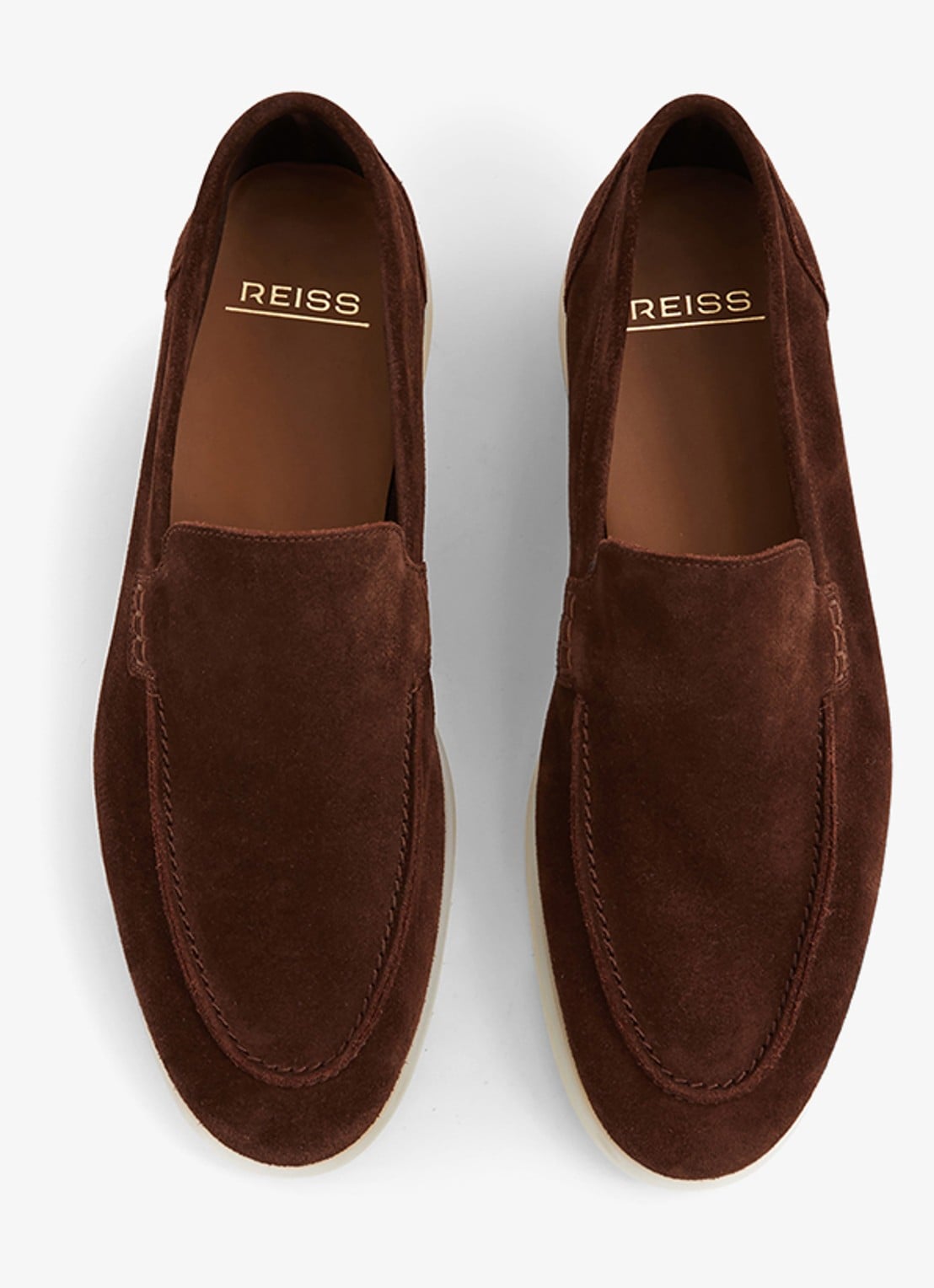 Reiss Kason loafer van suède - detail 2 donkerbruin