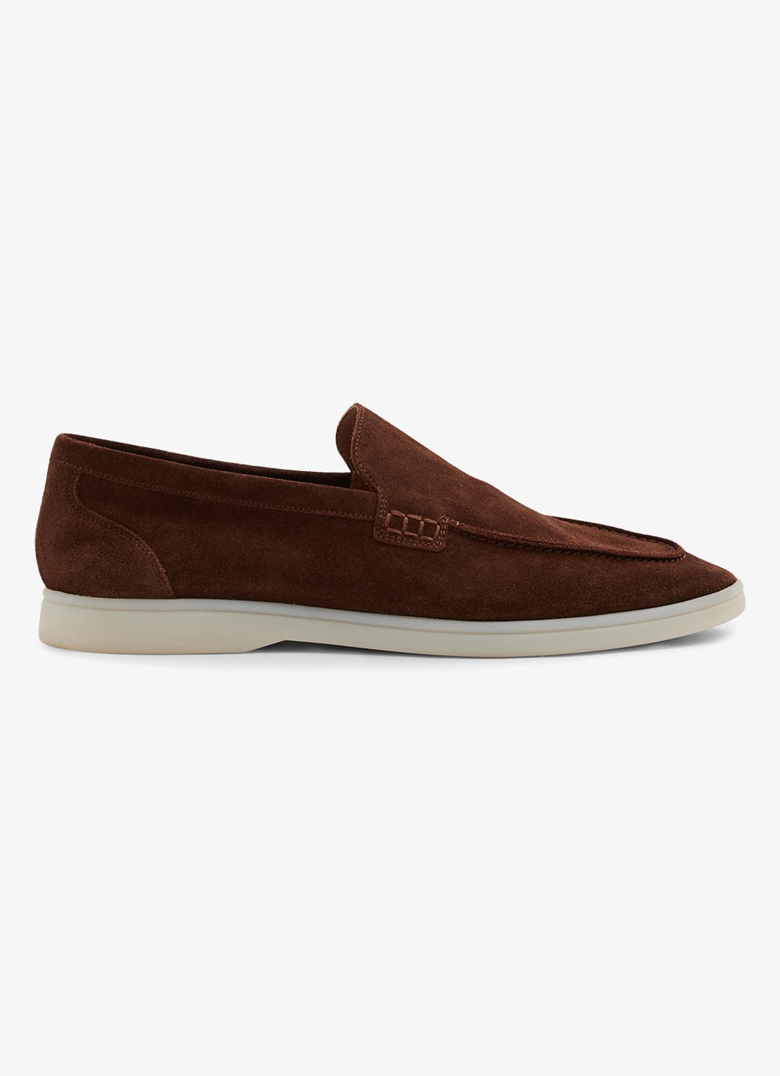 Reiss Kason loafer van suède - voorkant donkerbruin