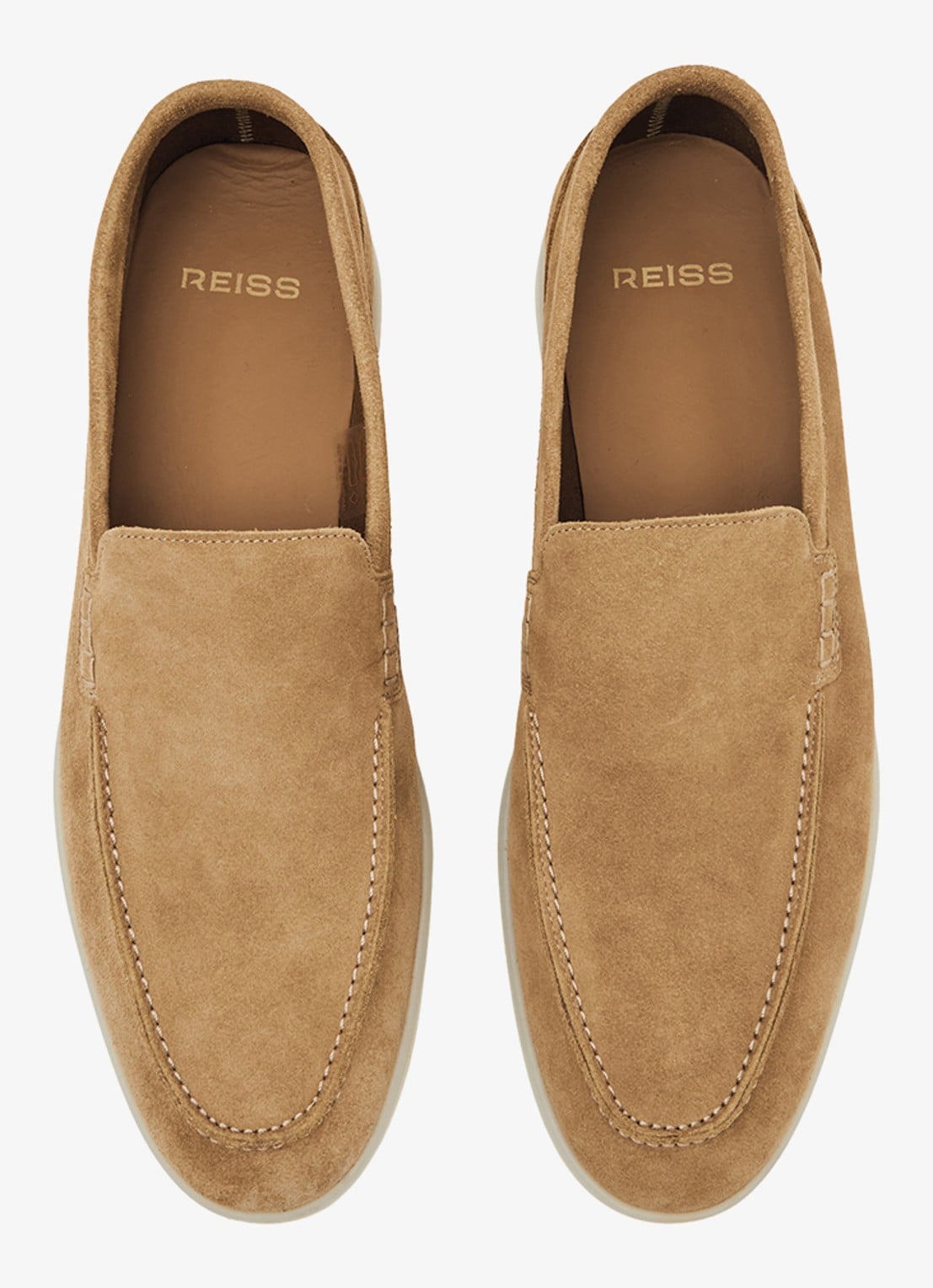 Reiss Kason loafers van suède - detail stone / beige