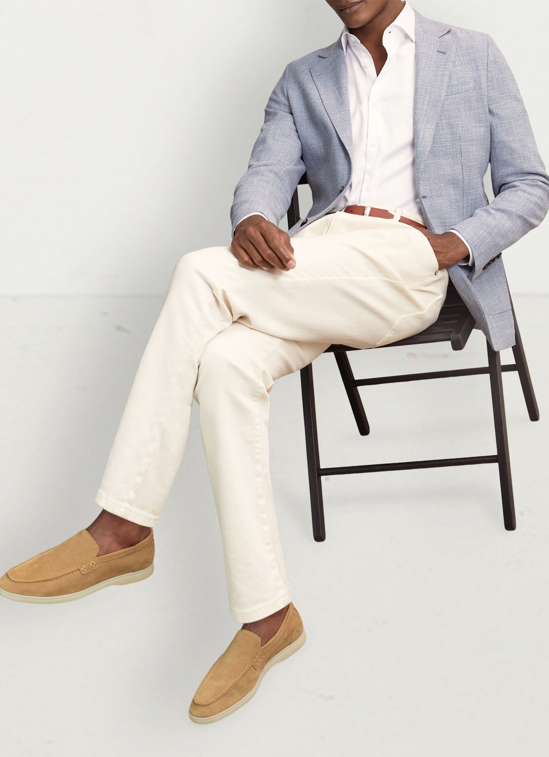 Reiss Kason loafers van suède - voorkant 4 stone / beige