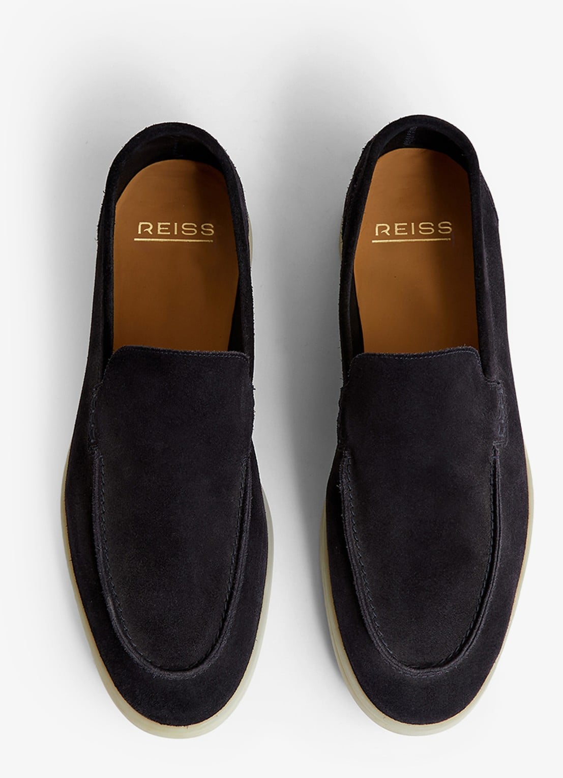 Reiss Kason loafers van suède - detail navy / blauw
