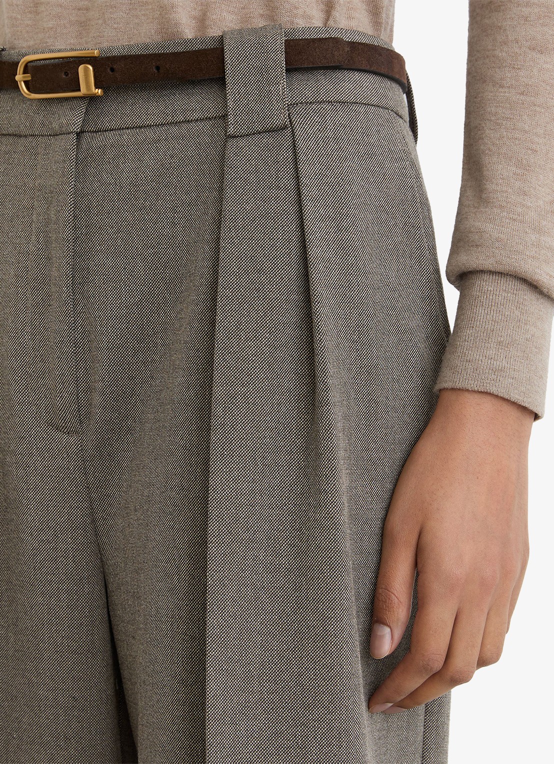 Reiss Katya mid waist wide fit pantalon met steekzakken - detail 4 middengrijs