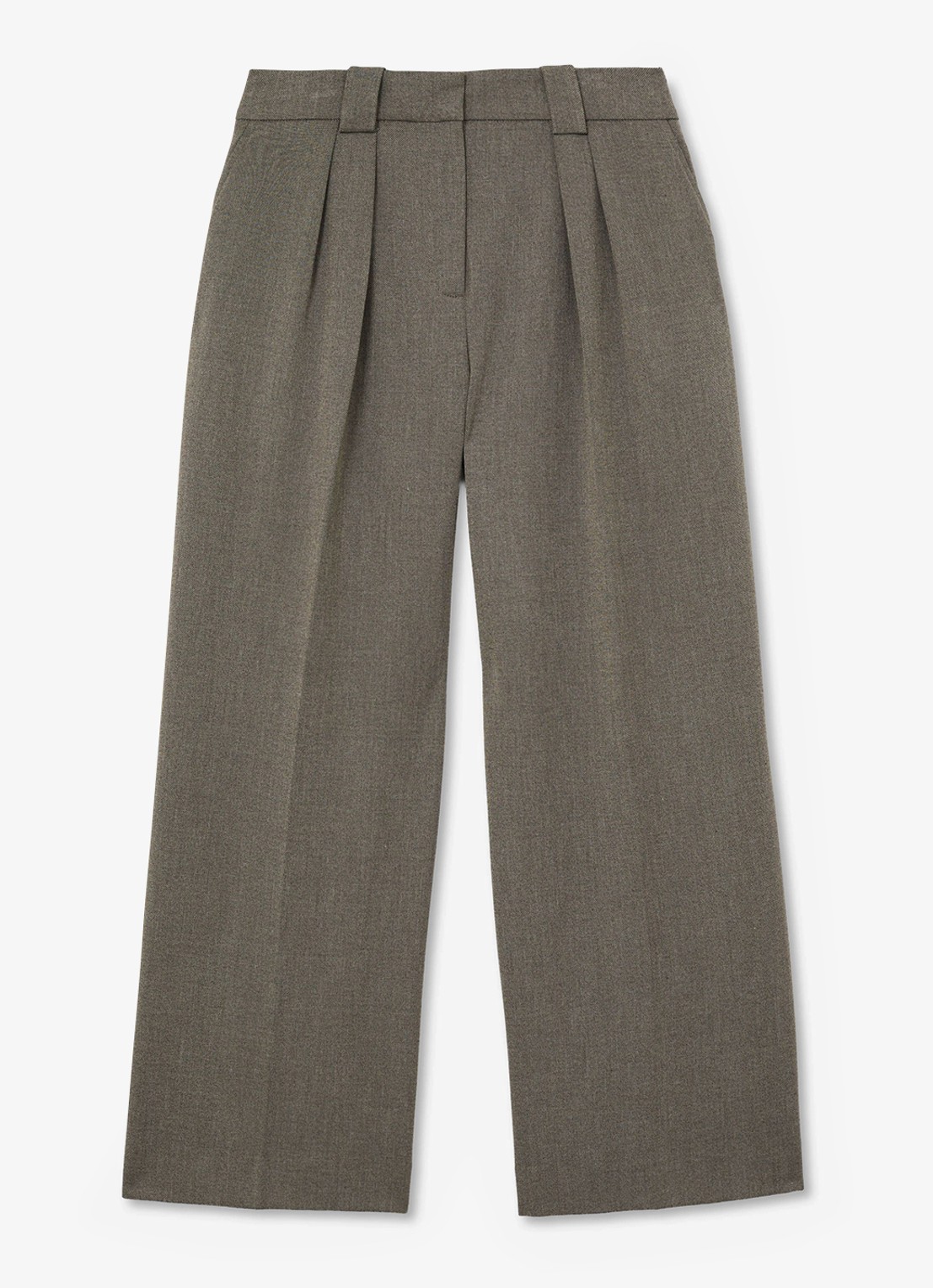 Reiss Katya mid waist wide fit pantalon met steekzakken - voorkant middengrijs