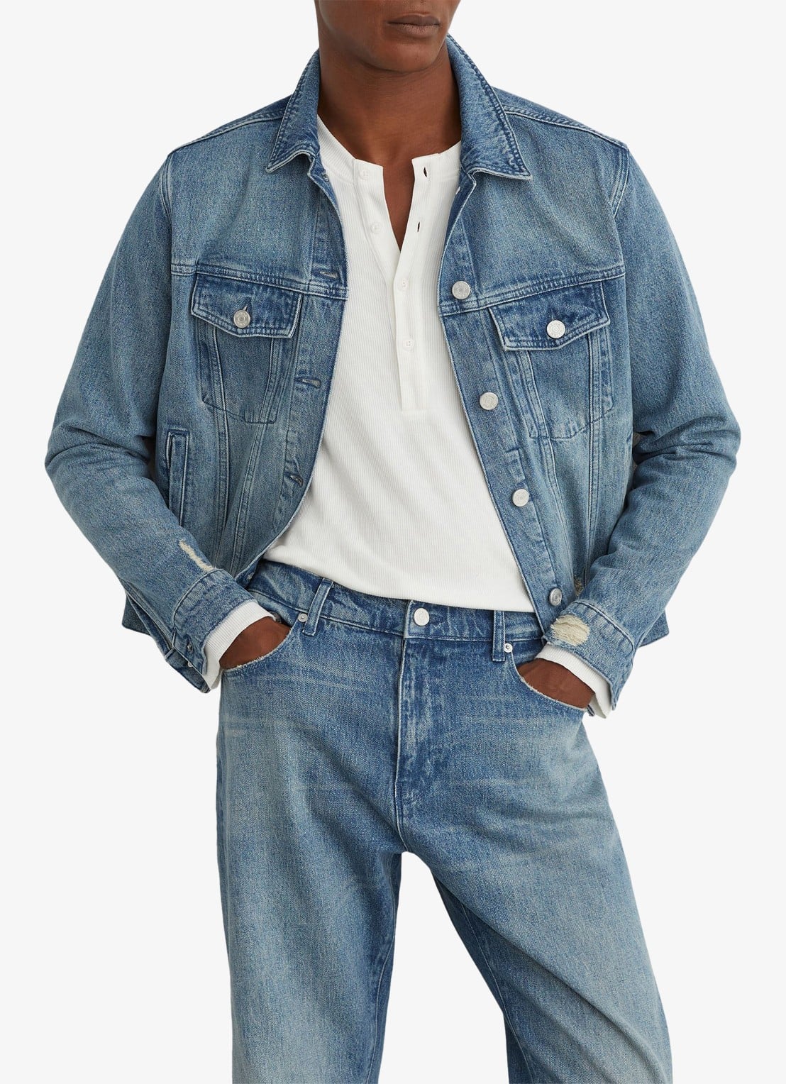 Reiss Keith straight leg jeans met lichte wassing - detail 4 denim