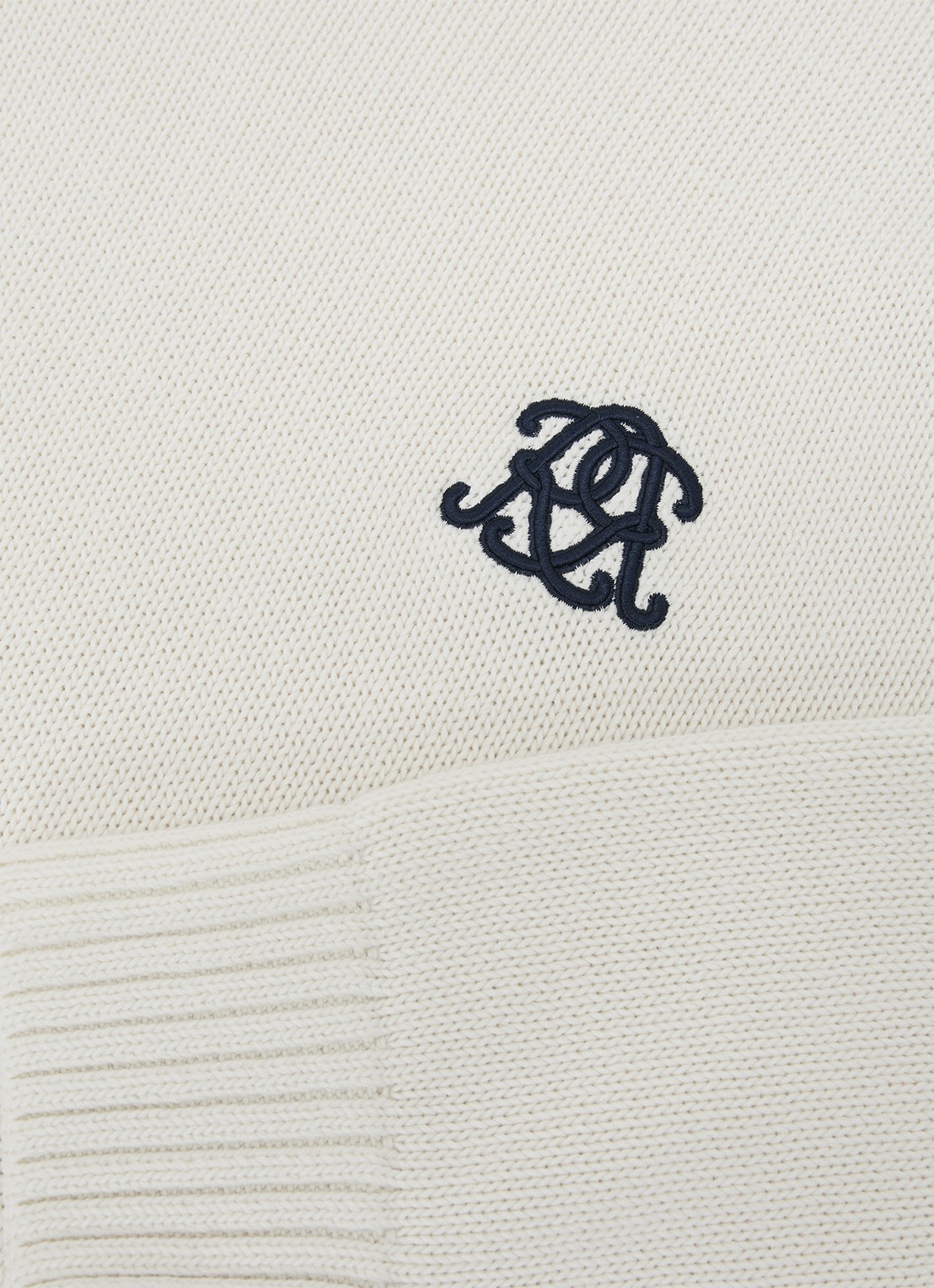 Reiss Kendi grofgebreide trui met borduring - detail 3 gebroken wit
