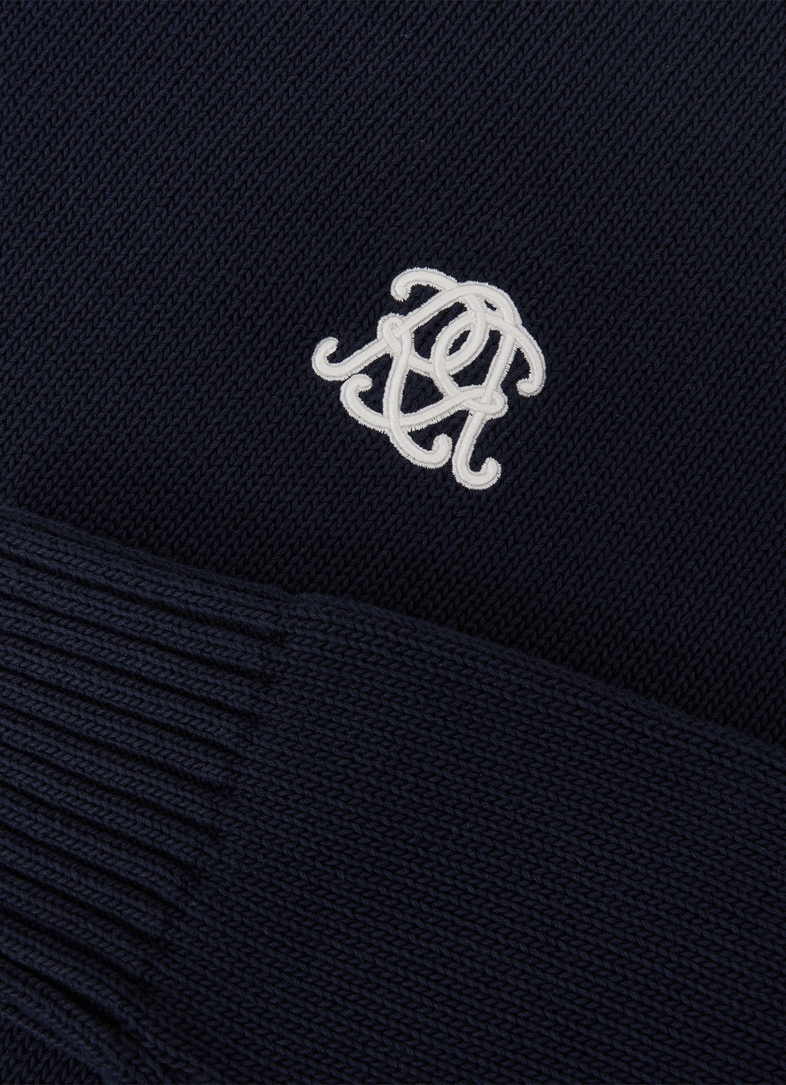 Reiss Kendi grofgebreide trui met borduring - detail 4 donkerblauw