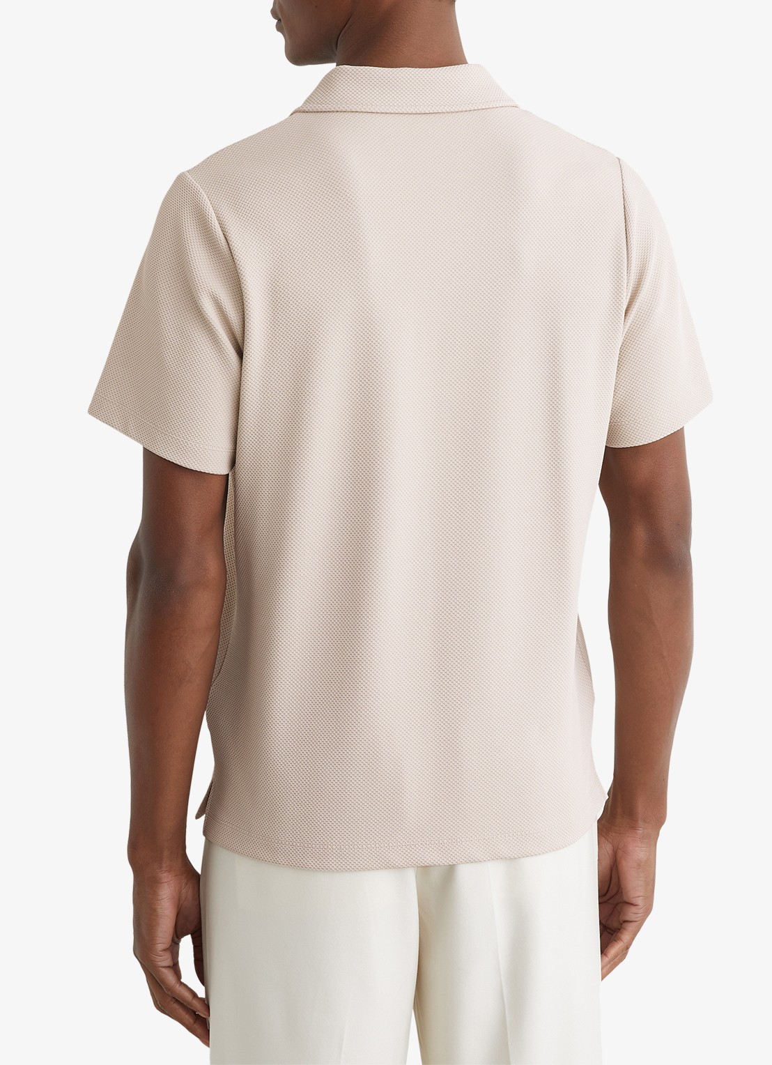 Reiss Kennedy regular fit polo met textuur - achterkant beige