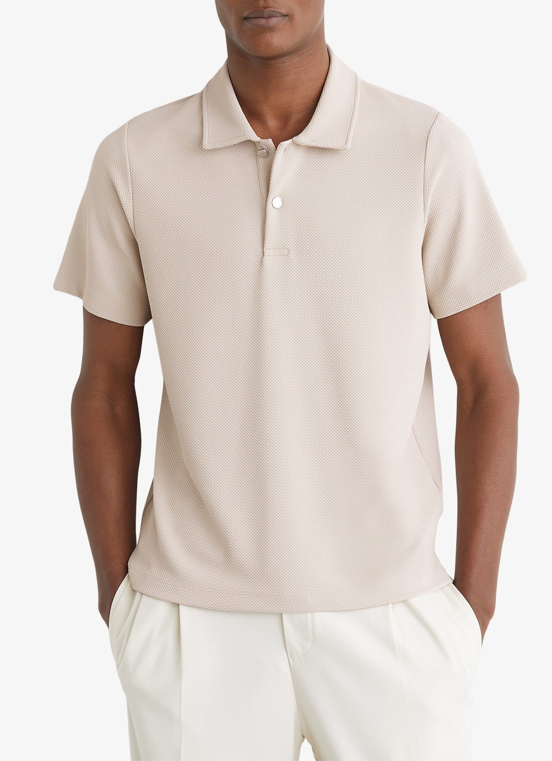Reiss Kennedy regular fit polo met textuur - detail 2 beige