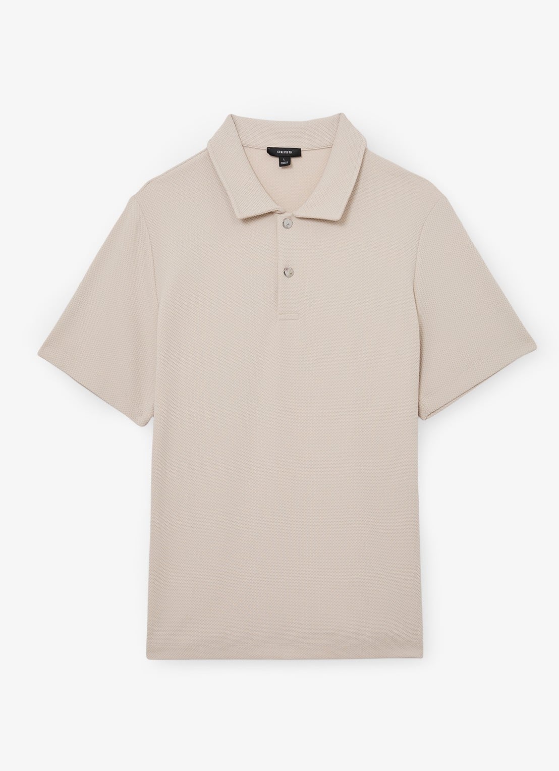 Reiss Kennedy regular fit polo met textuur - voorkant 5 beige