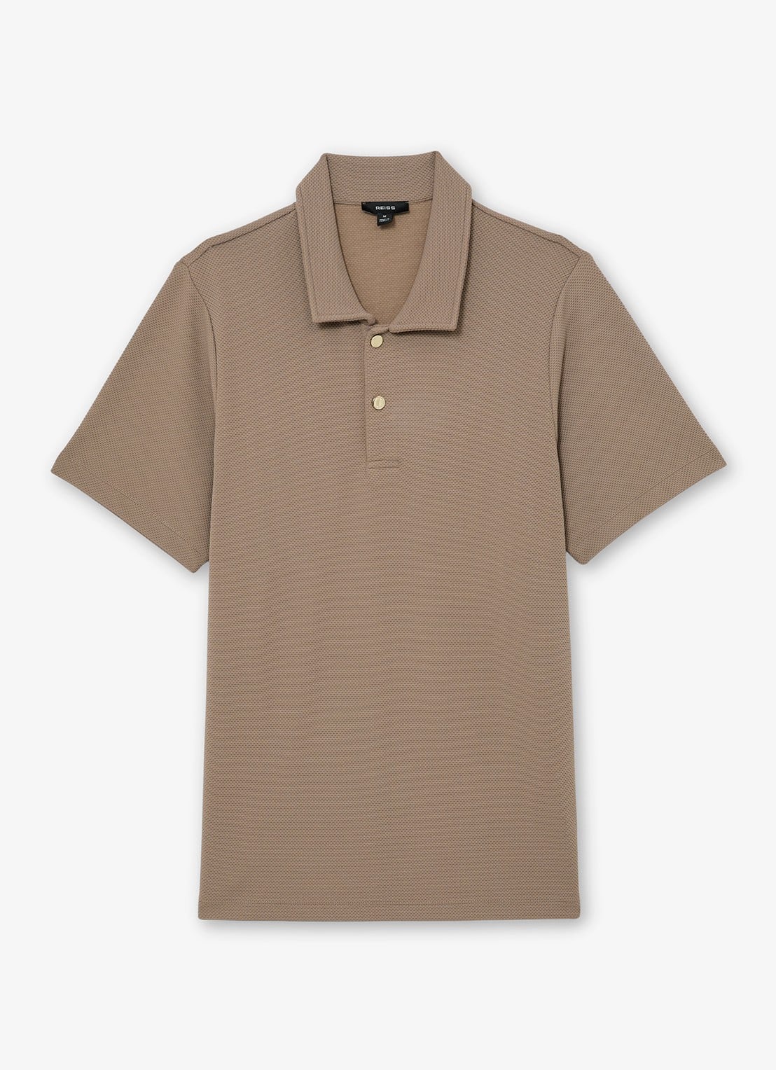 Reiss Kennedy regular fit polo met textuur - voorkant camel