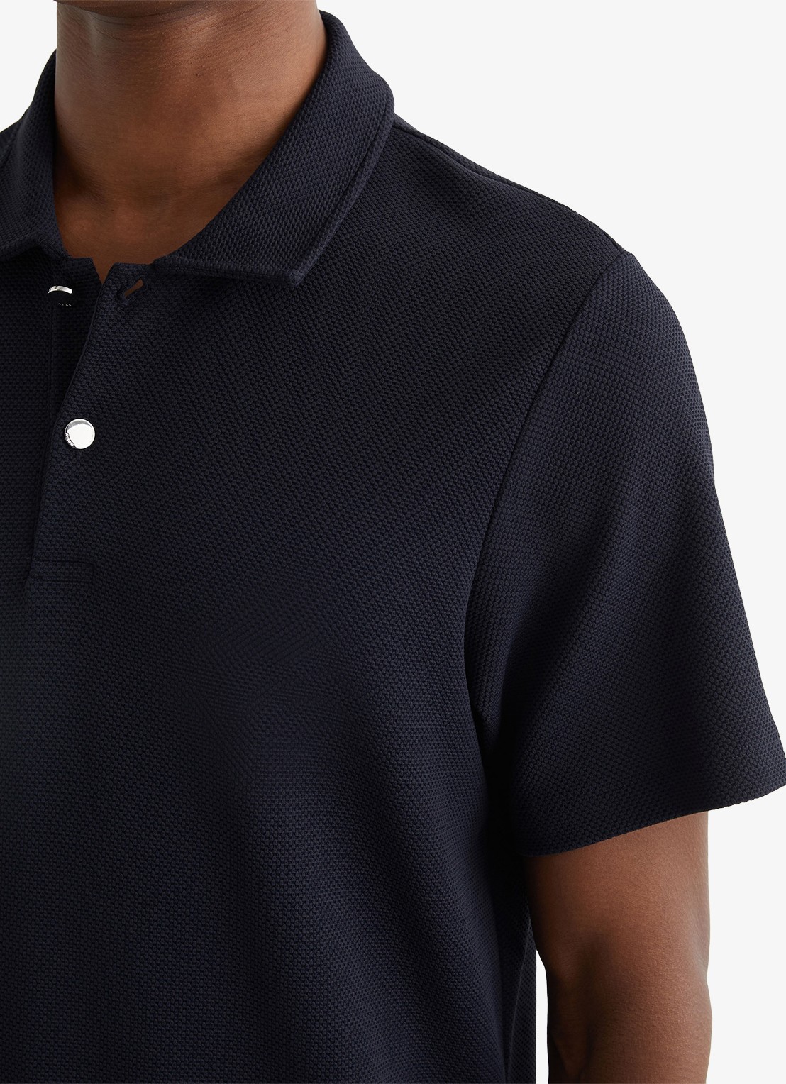 Reiss Kennedy regular fit polo met textuur - detail 2 donkerblauw