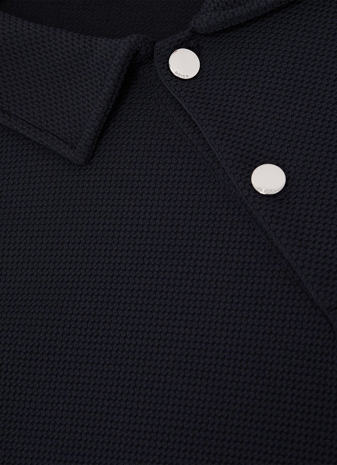 Reiss Kennedy regular fit polo met textuur - detail 3 donkerblauw