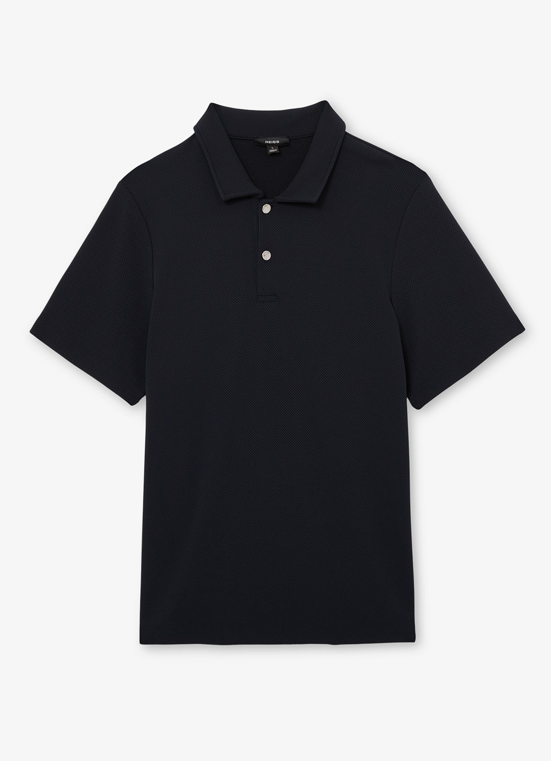 Reiss Kennedy regular fit polo met textuur - voorkant 5 donkerblauw