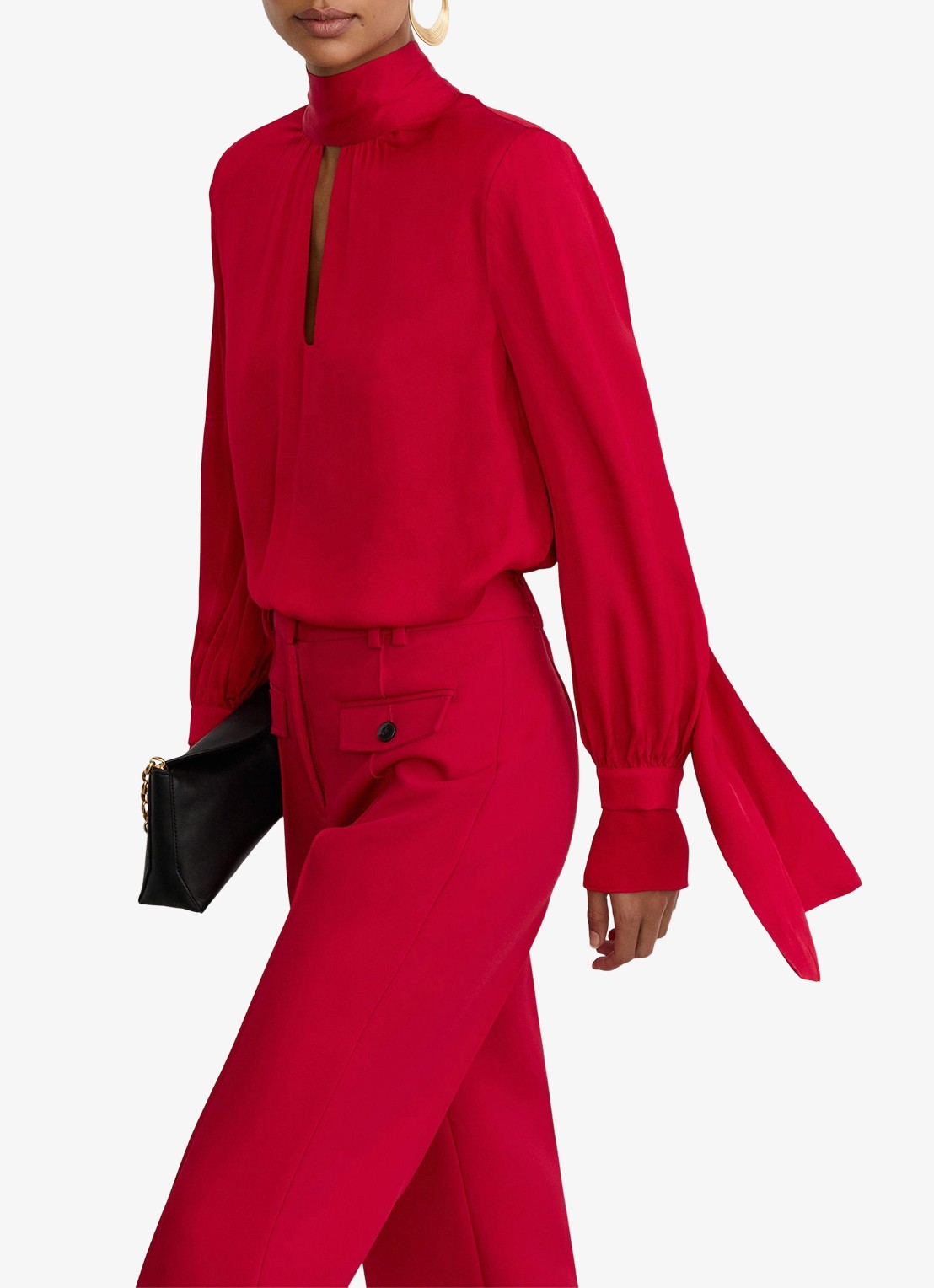 Reiss Kenny tuniek met sjaalkraag en keyhole - detail 4 rood