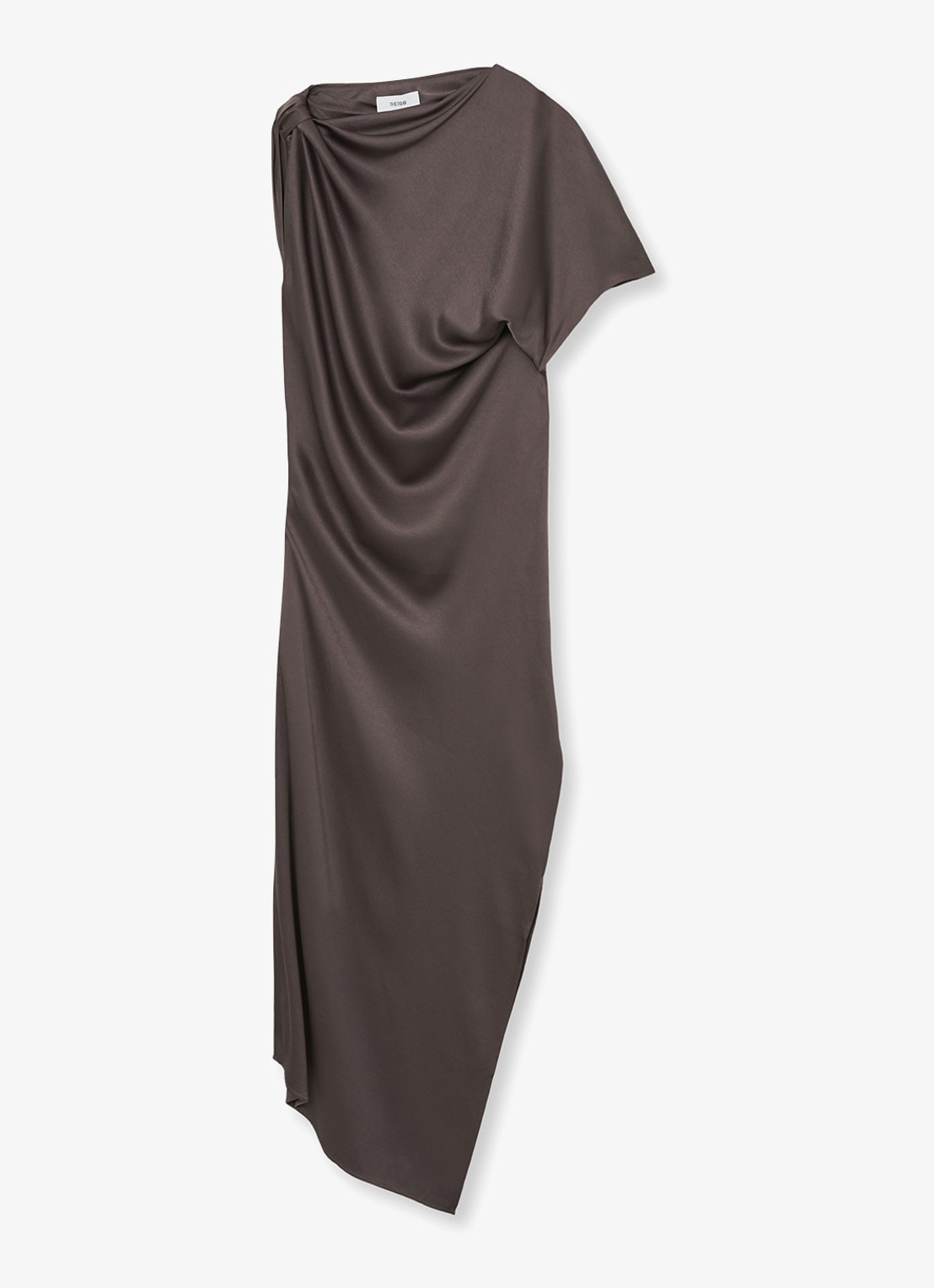 Reiss Kenzie asymmetrische gedrapeerde midi-jurk - voorkant 2 taupe