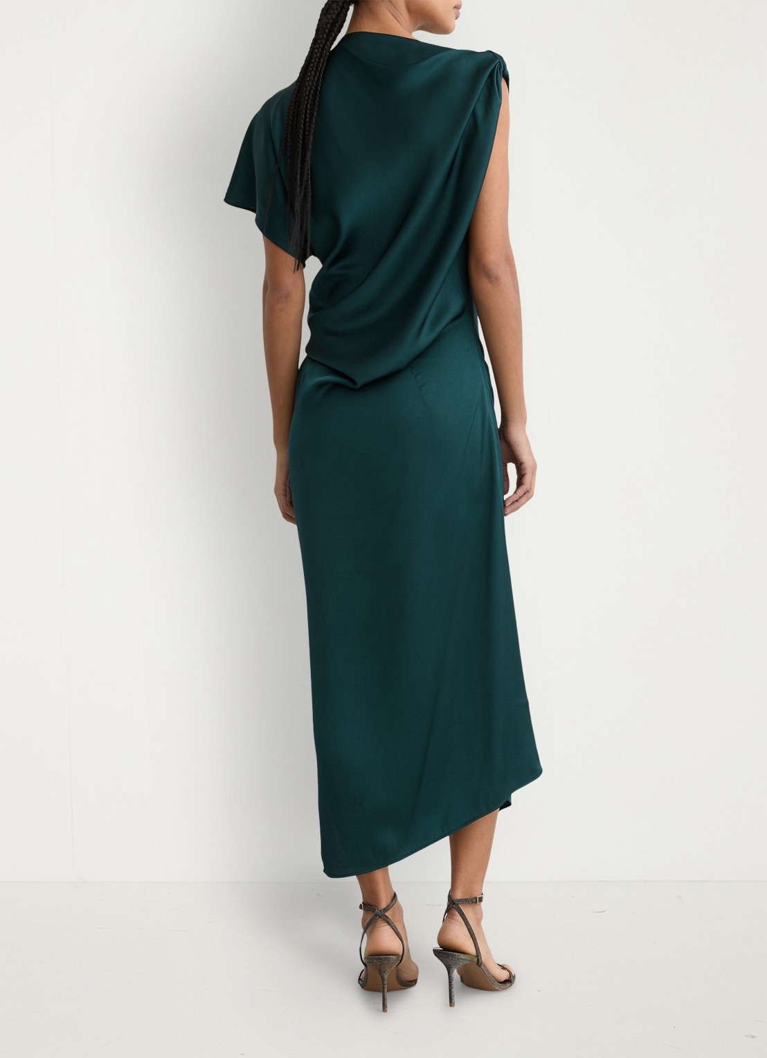 Reiss Kenzie asymmetrische gedrapeerde midi-jurk - achterkant 5 zeegroen