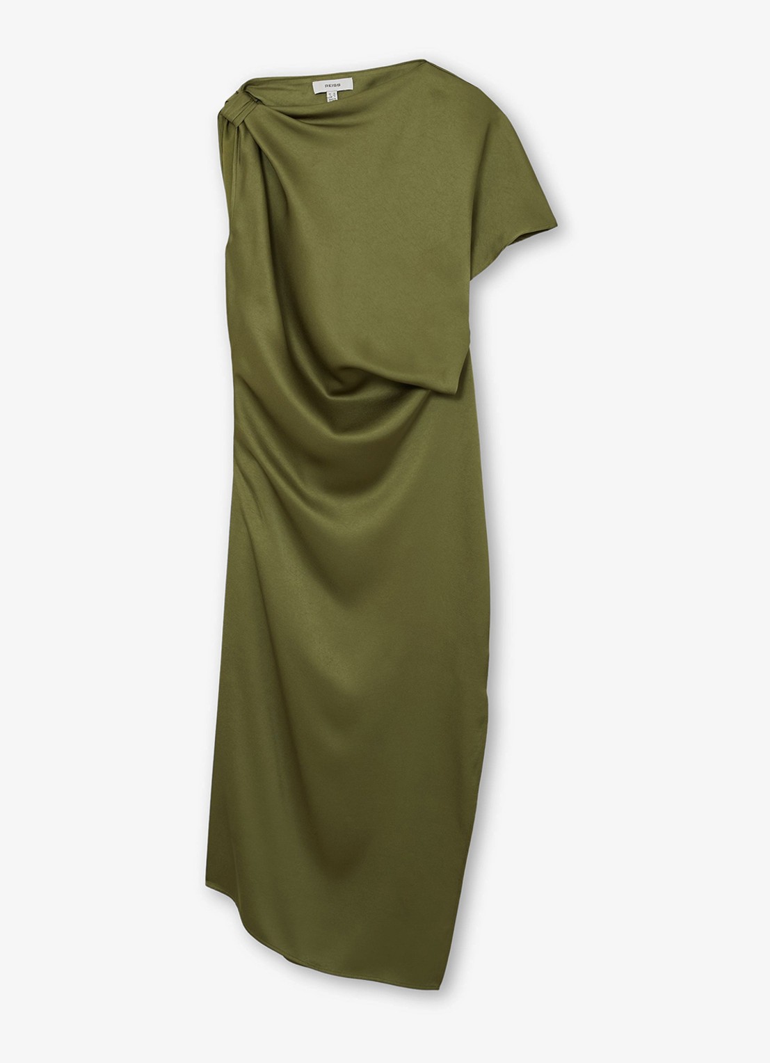 Reiss Kenzie asymmetrische gedrapeerde midi-jurk - voorkant 4 olijfgroen