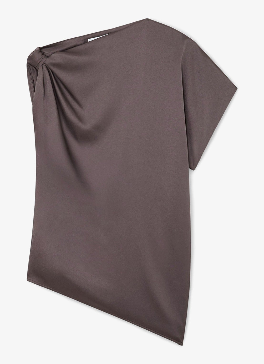 Reiss KEZIA Satin Draped One-Shoulder Top - voorkant 5 mauve / paars