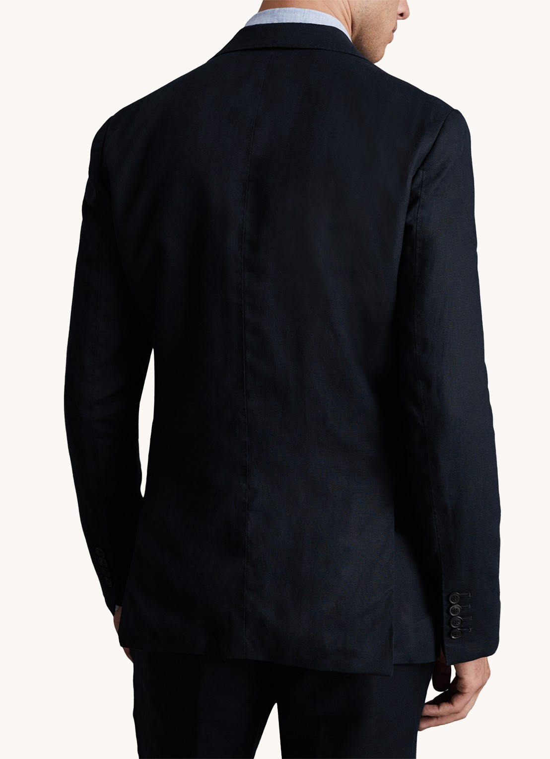 Reiss Kin slim fit colbert van linnen met steekzakken - achterkant donkerblauw