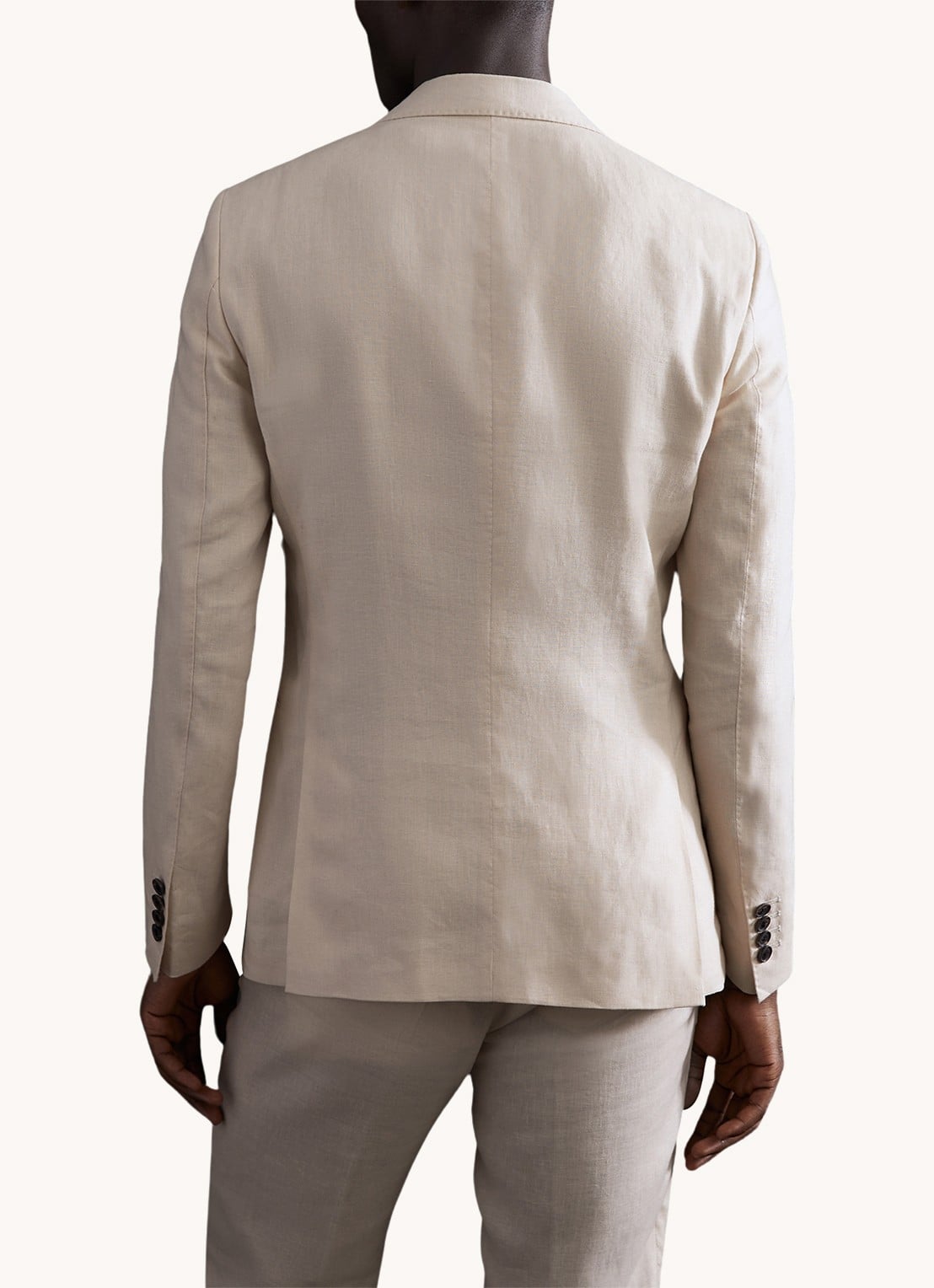 Reiss Kin slim fit colbert van linnen - achterkant 3 stone / beige