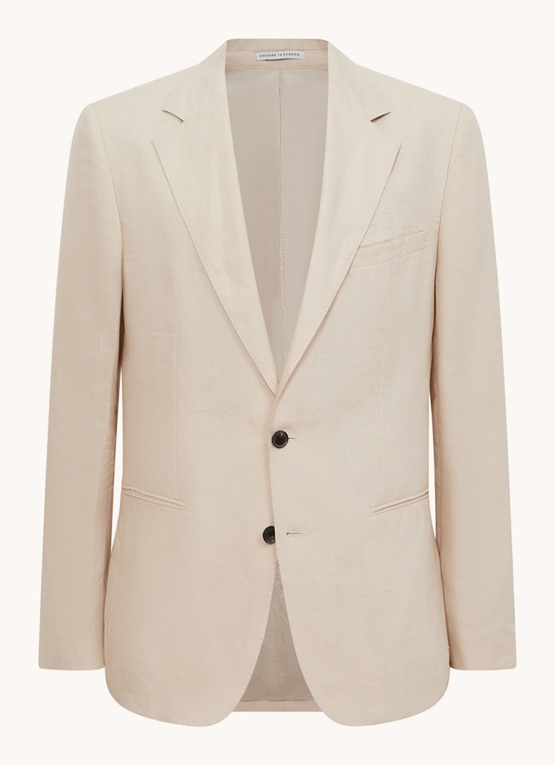 Reiss Kin slim fit colbert van linnen - voorkant 4 stone / beige
