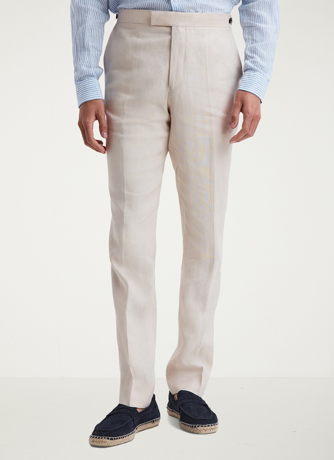 Reiss Kin slim fit pantalon van linnen met steekzakken - detail 2 stone / beige
