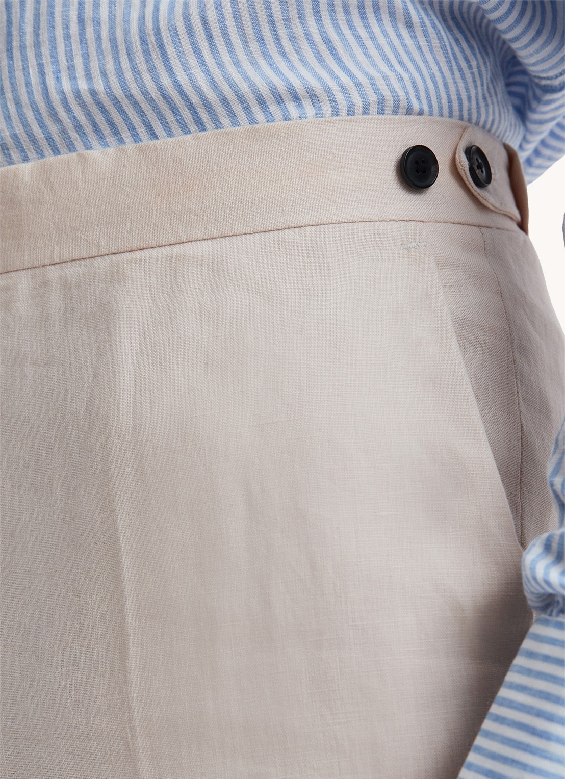Reiss Kin slim fit pantalon van linnen met steekzakken - detail 3 stone / beige
