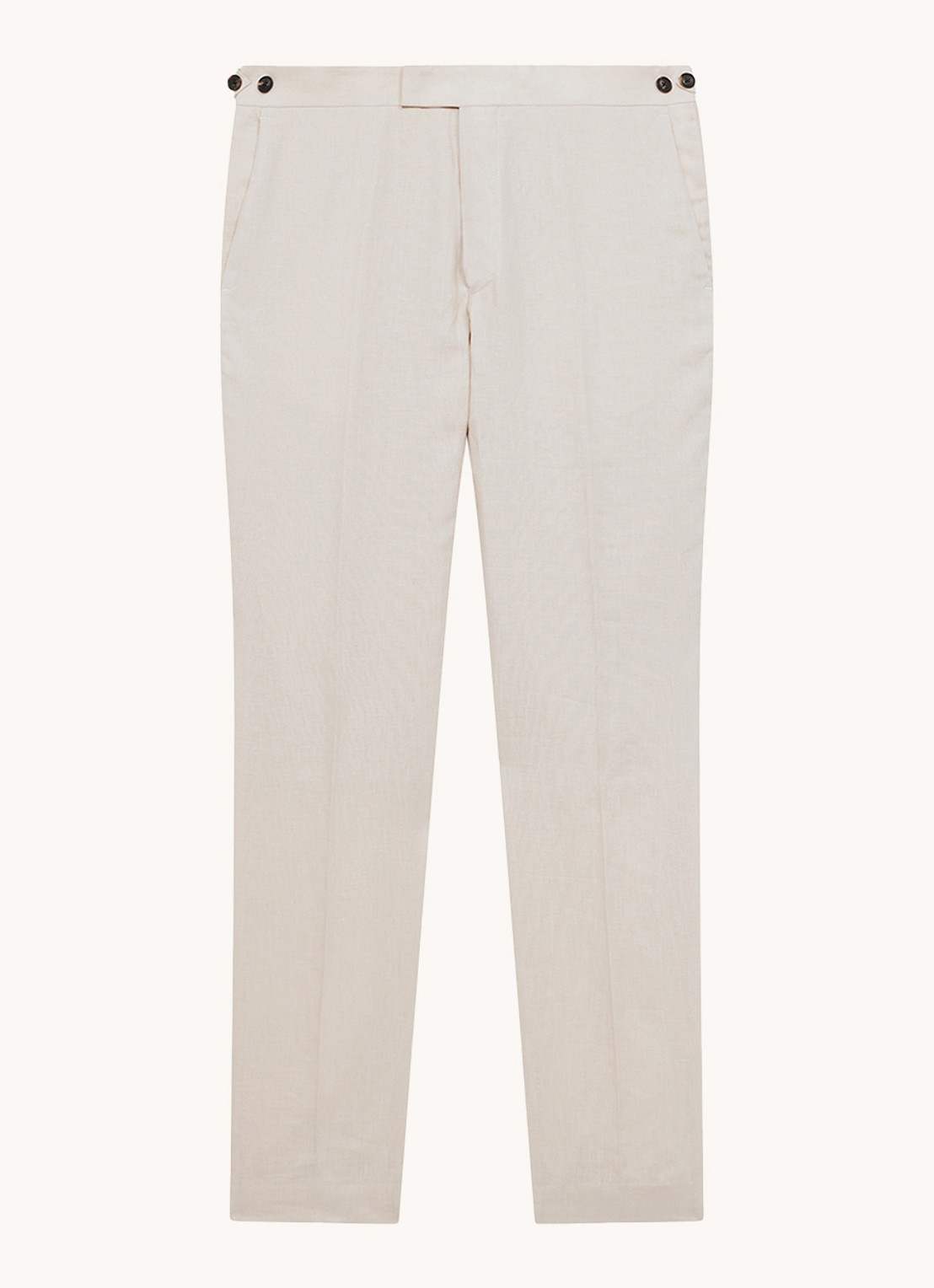 Reiss Kin slim fit pantalon van linnen met steekzakken - voorkant 4 stone / beige