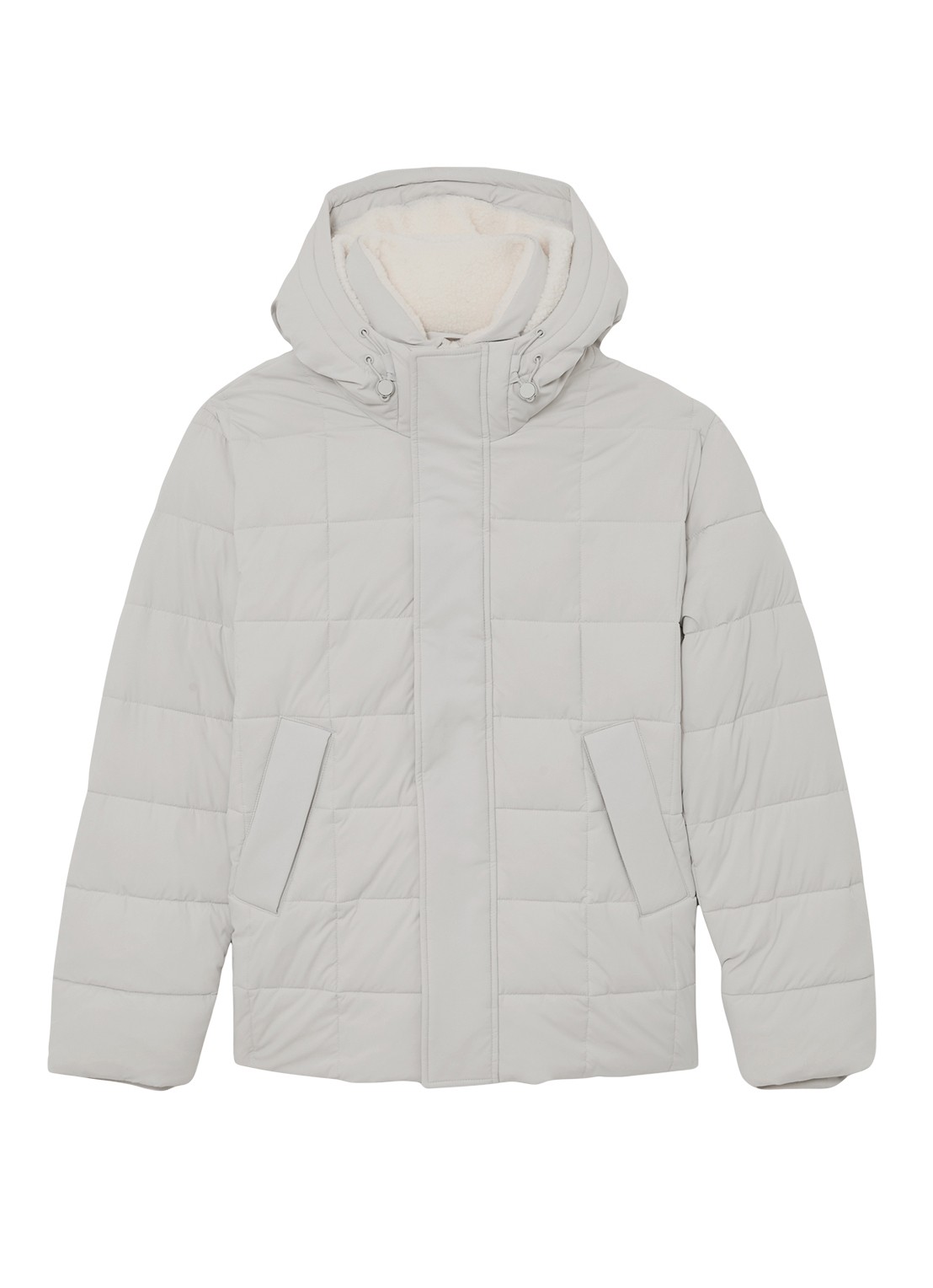 Reiss Klause puffer jas met quilt patroon en steekzakken - voorkant 6 stone / beige