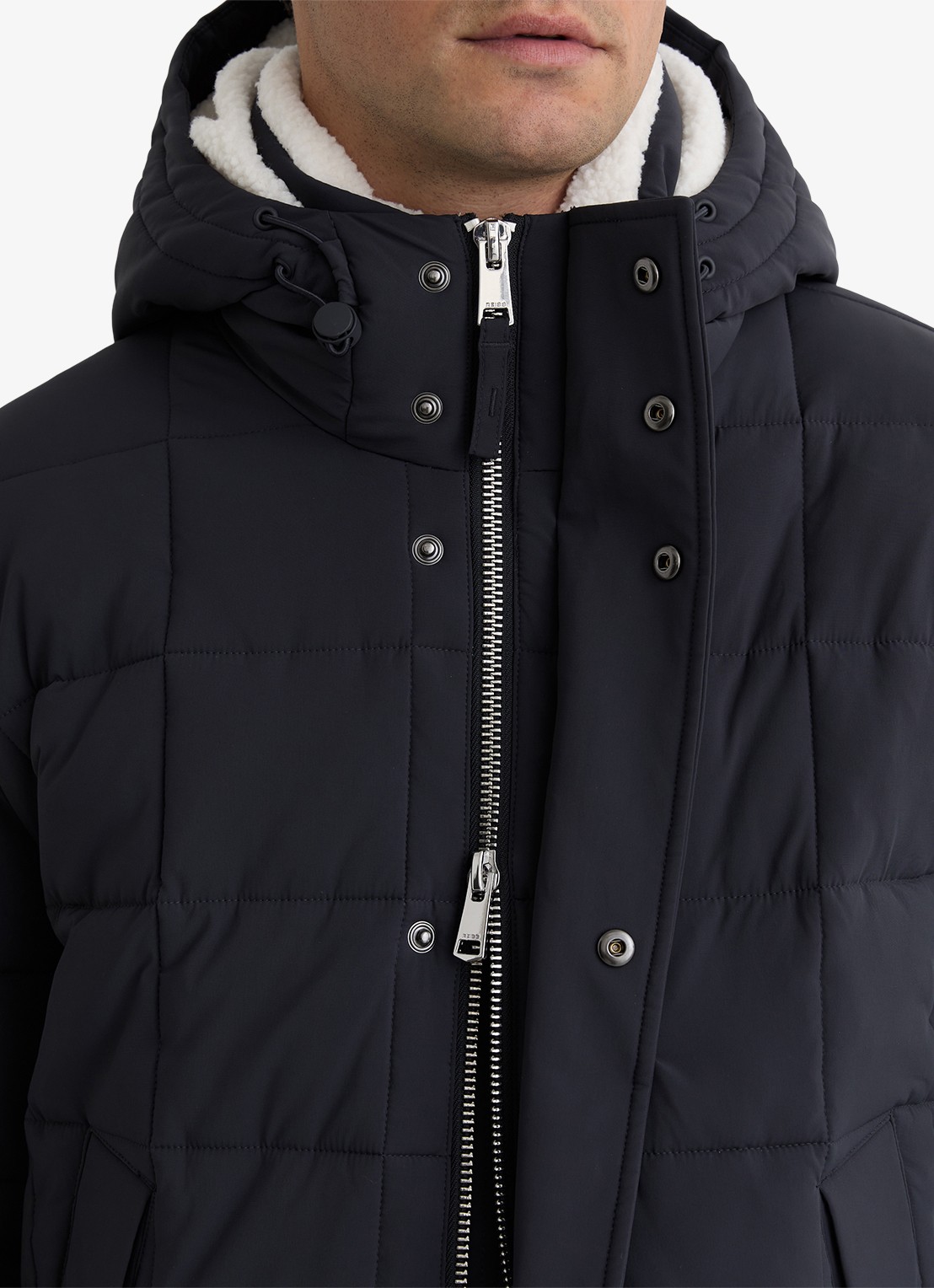Reiss Klause puffer jas met quilt patroon en steekzakken - detail 4 navy / blauw