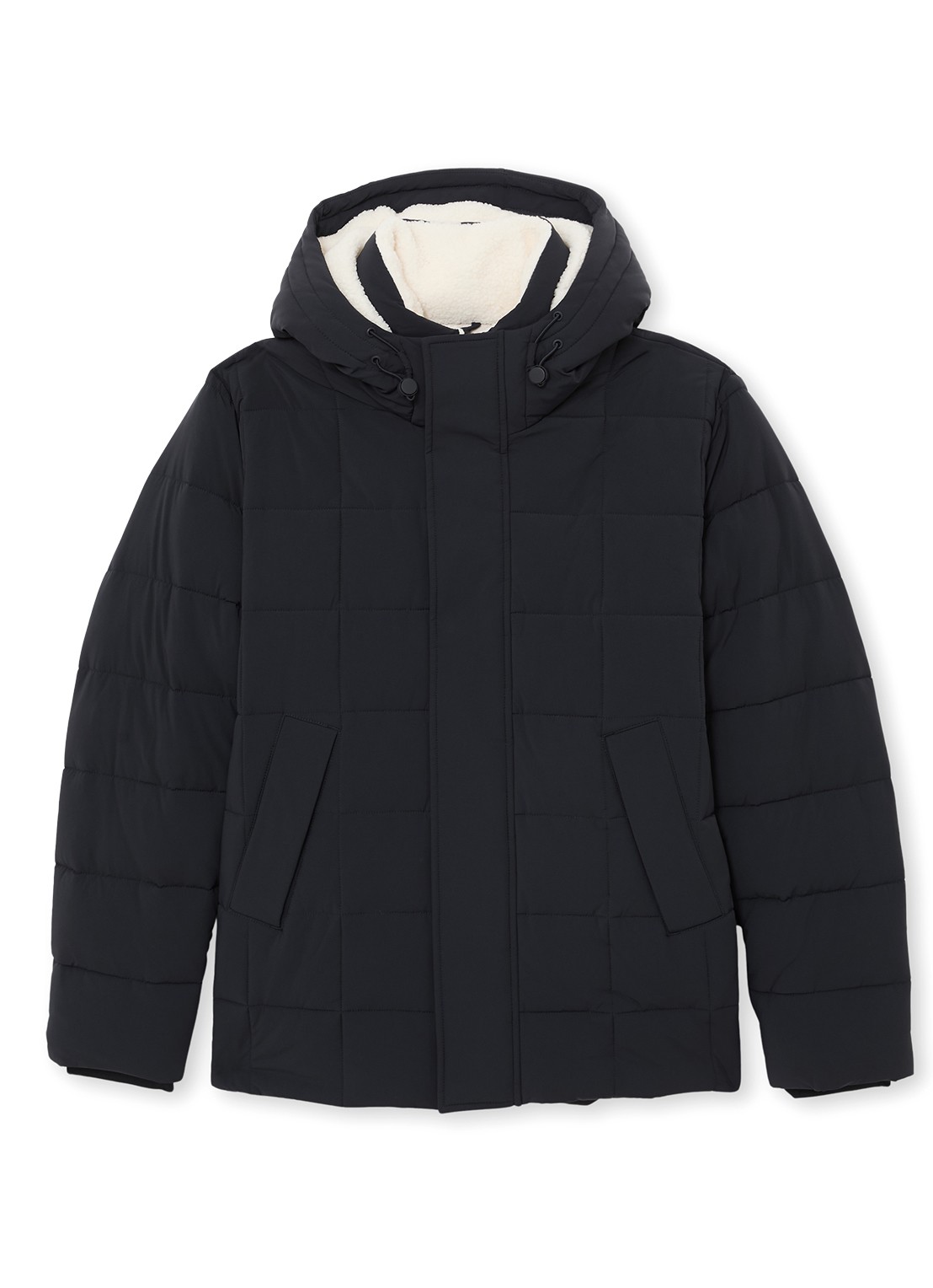 Reiss Klause puffer jas met quilt patroon en steekzakken - voorkant 6 navy / blauw