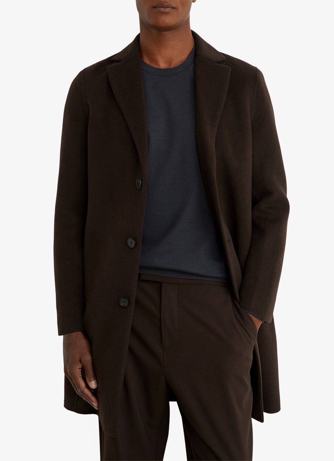 Reiss Knight mantel in wolblend - detail donkerbruin