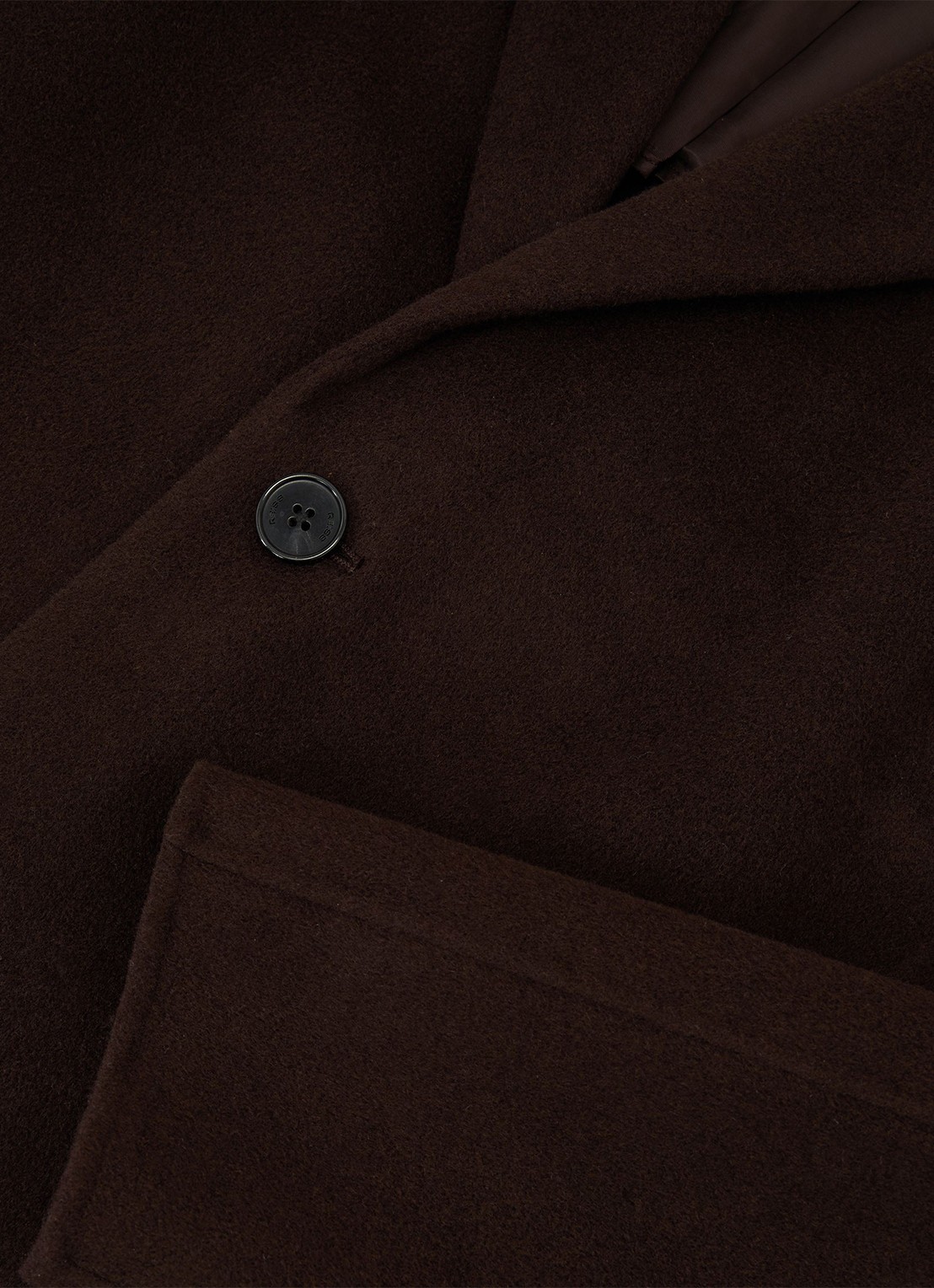 Reiss Knight mantel in wolblend - detail 4 donkerbruin