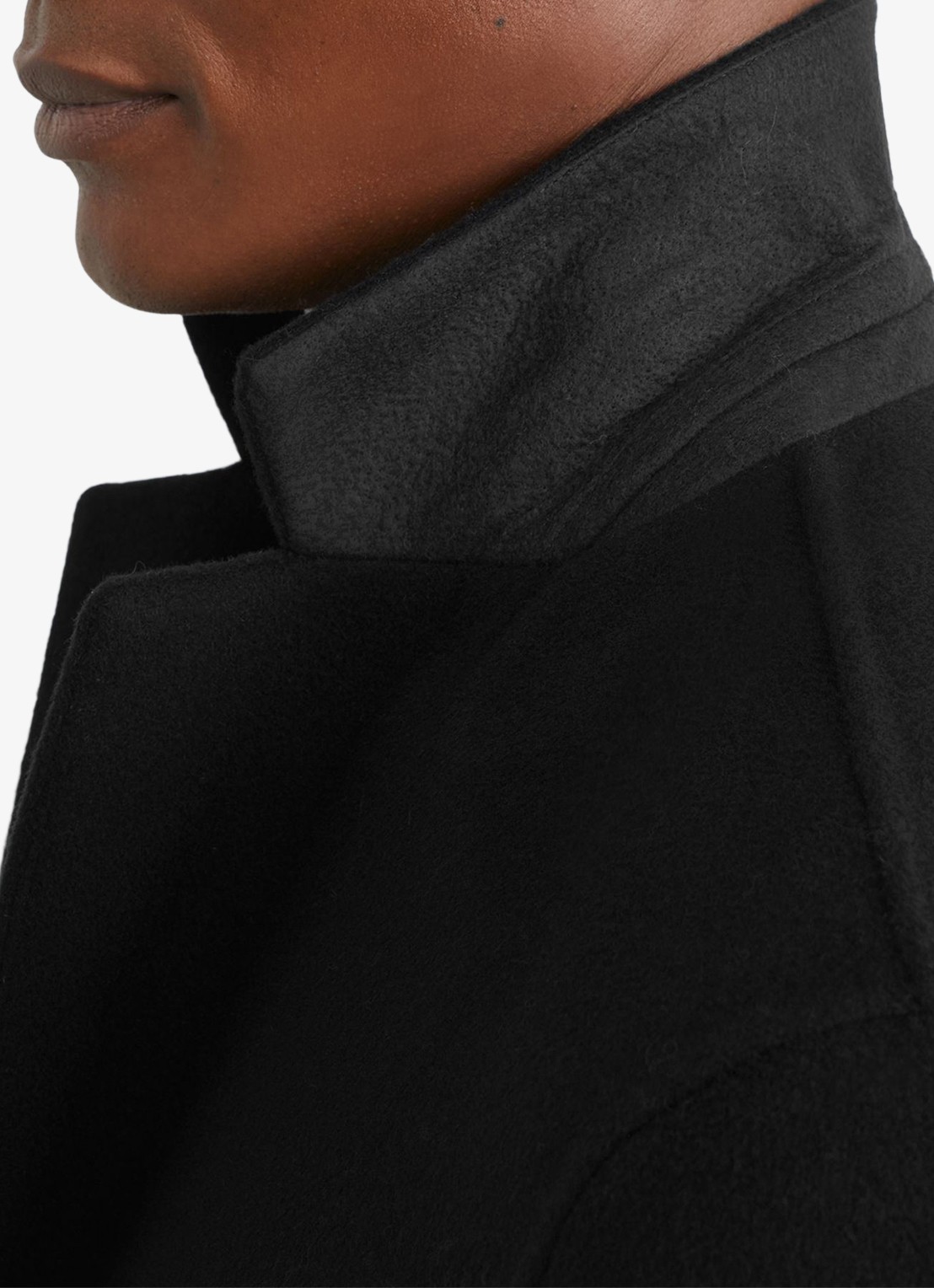 Reiss Knight mantel in wolblend - detail 2 black / zwart