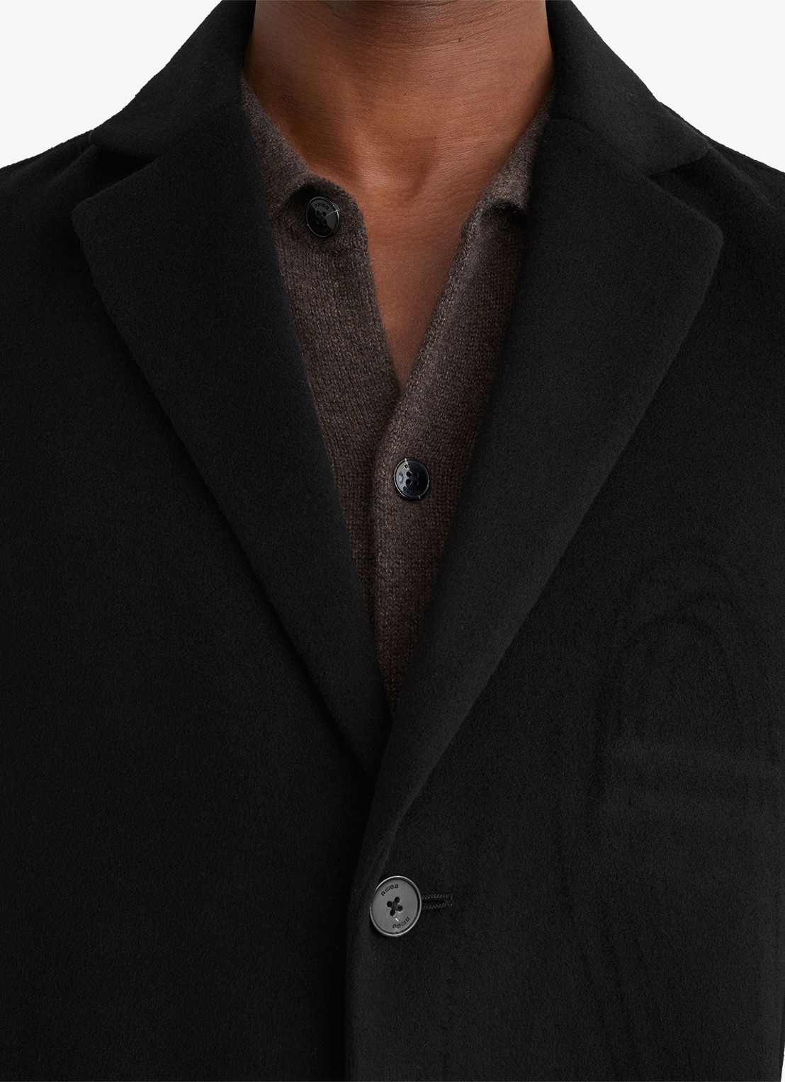 Reiss Knight mantel in wolblend - detail 3 black / zwart