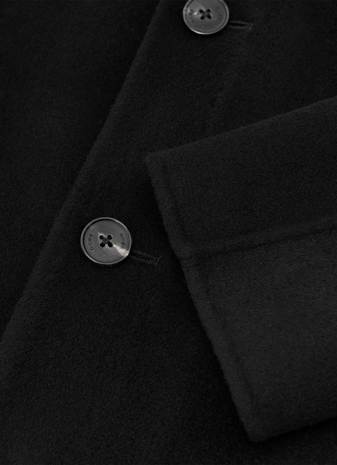 Reiss Knight mantel in wolblend - detail 4 black / zwart