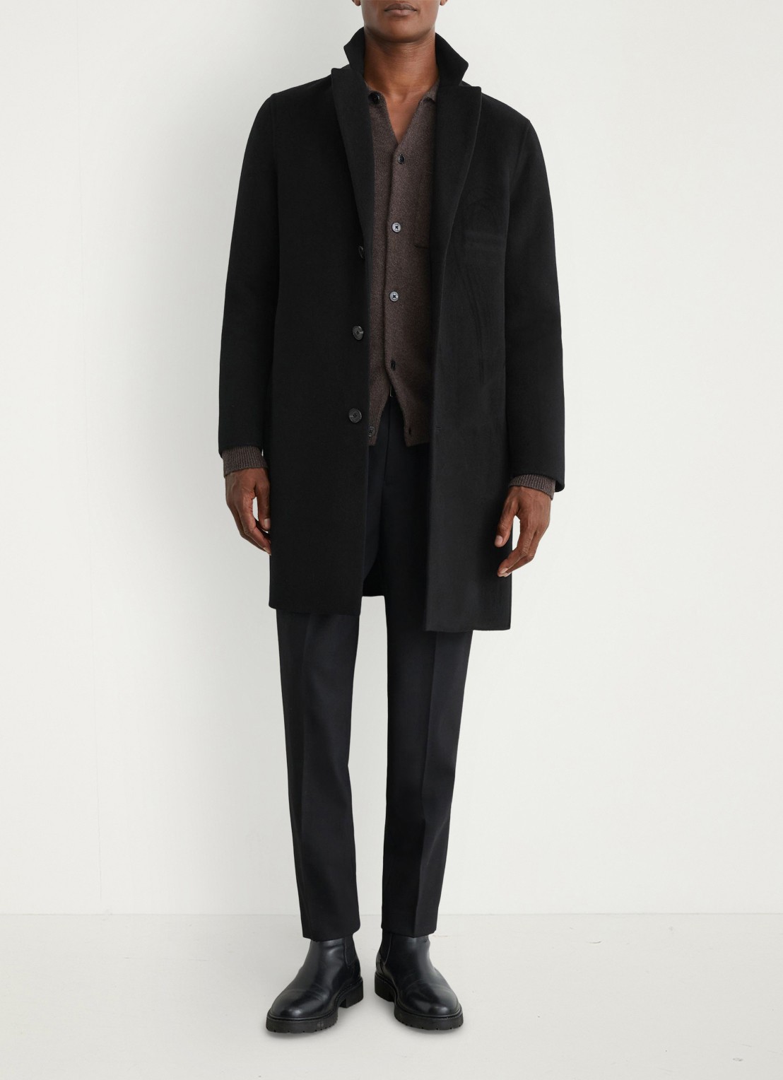 Reiss Knight mantel in wolblend - voorkant 6 black / zwart