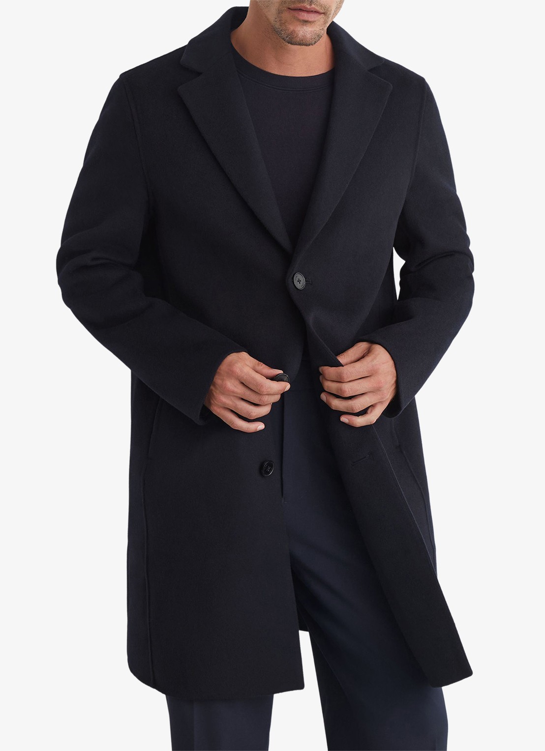 Reiss Knight mantel in wolblend - detail navy / blauw