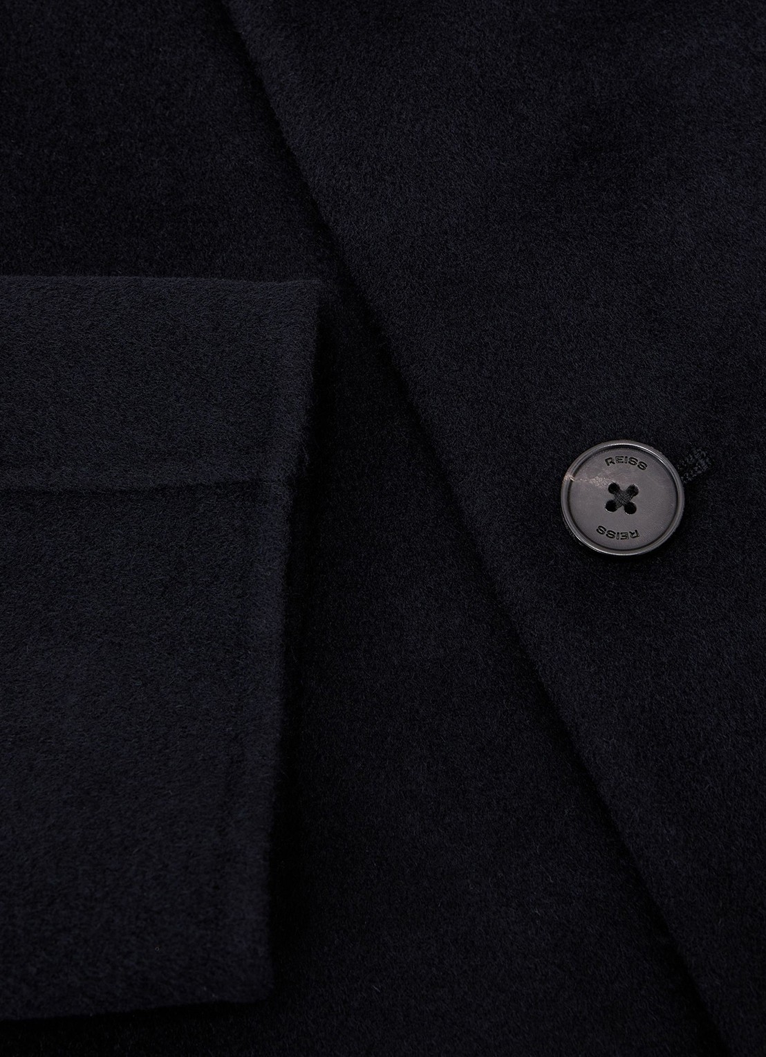 Reiss Knight mantel in wolblend - detail 4 navy / blauw