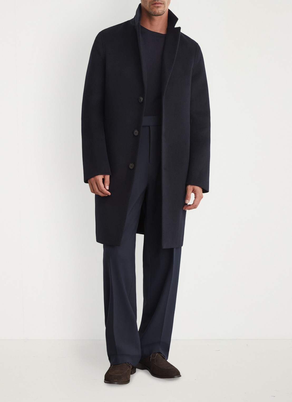 Reiss Knight mantel in wolblend - voorkant 6 navy / blauw