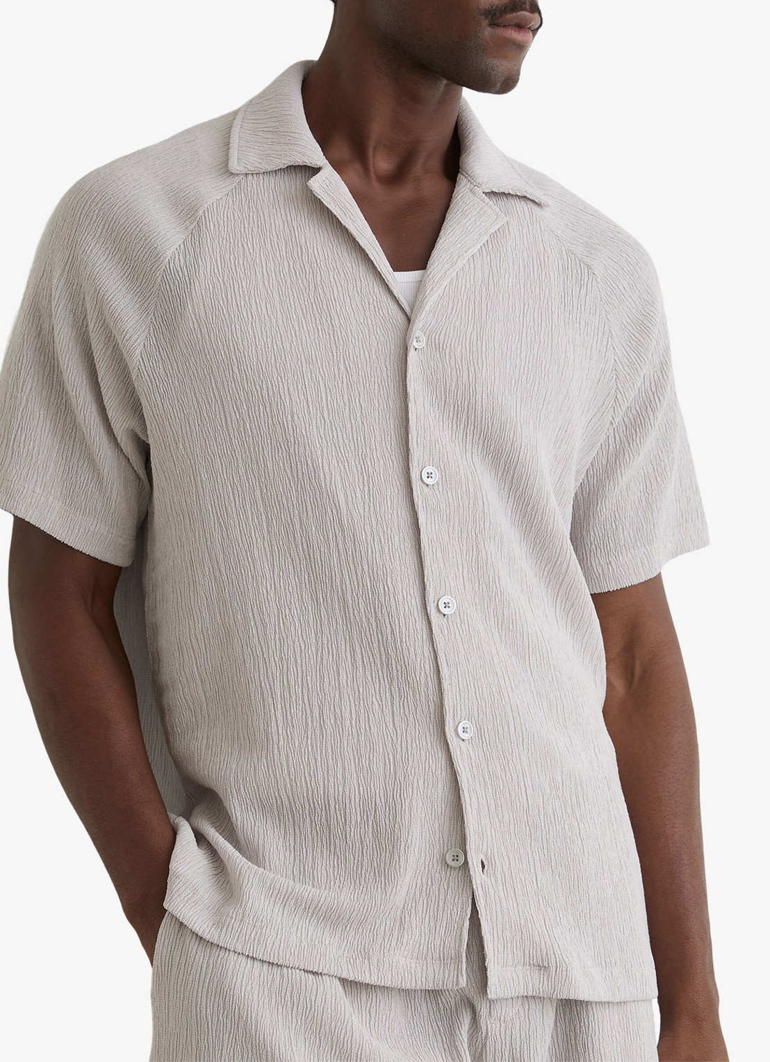 Reiss Knox overhemd met structuur - detail 4 grijs