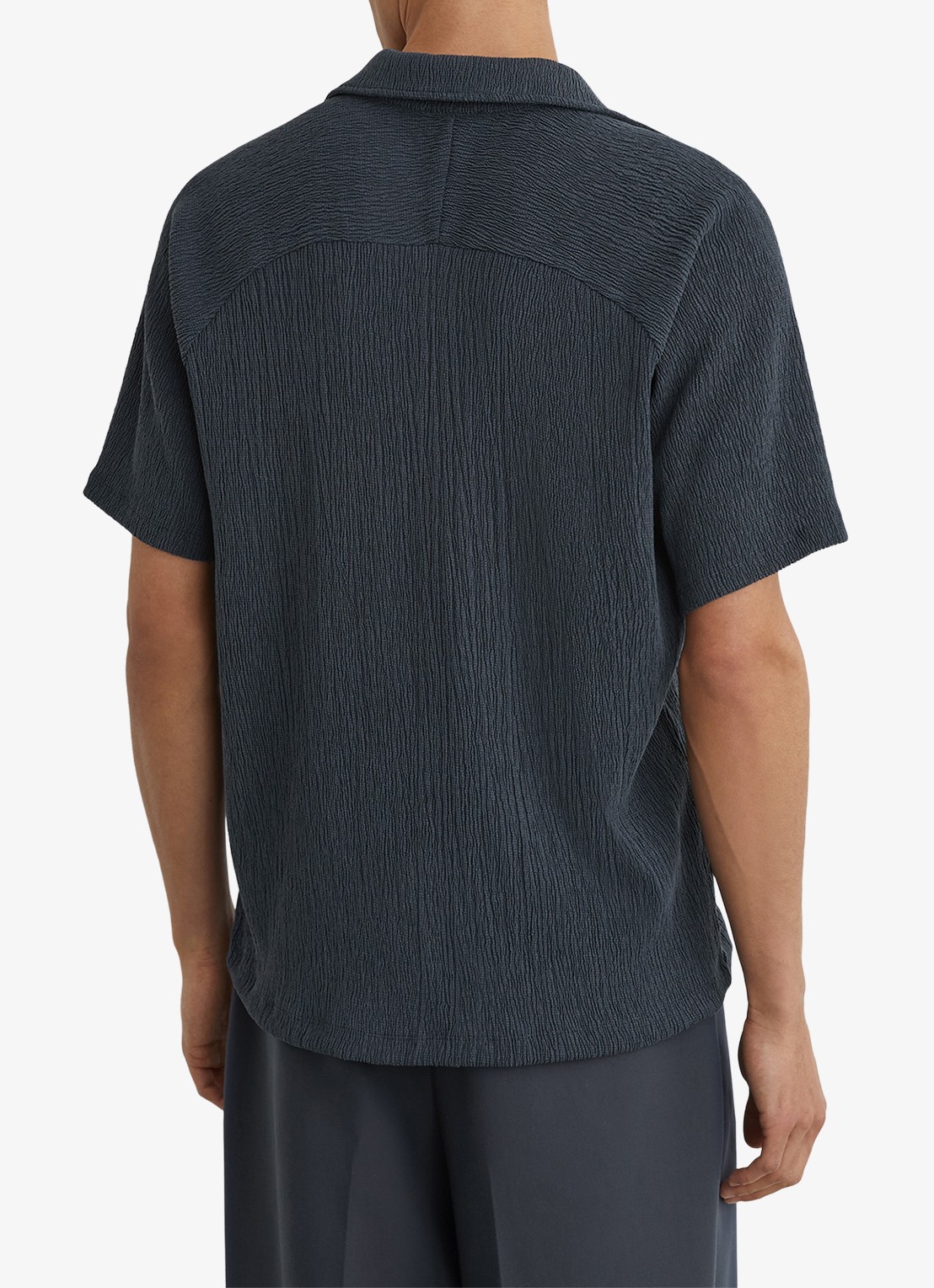 Reiss Knox overhemd met structuur - achterkant airforce blue / blauw