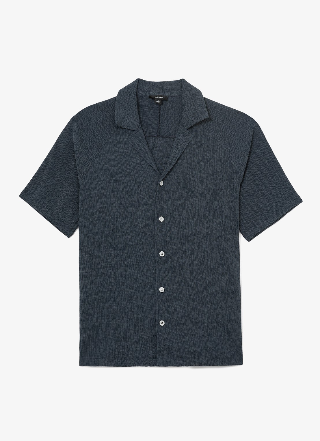 Reiss Knox overhemd met structuur - voorkant 2 airforce blue / blauw