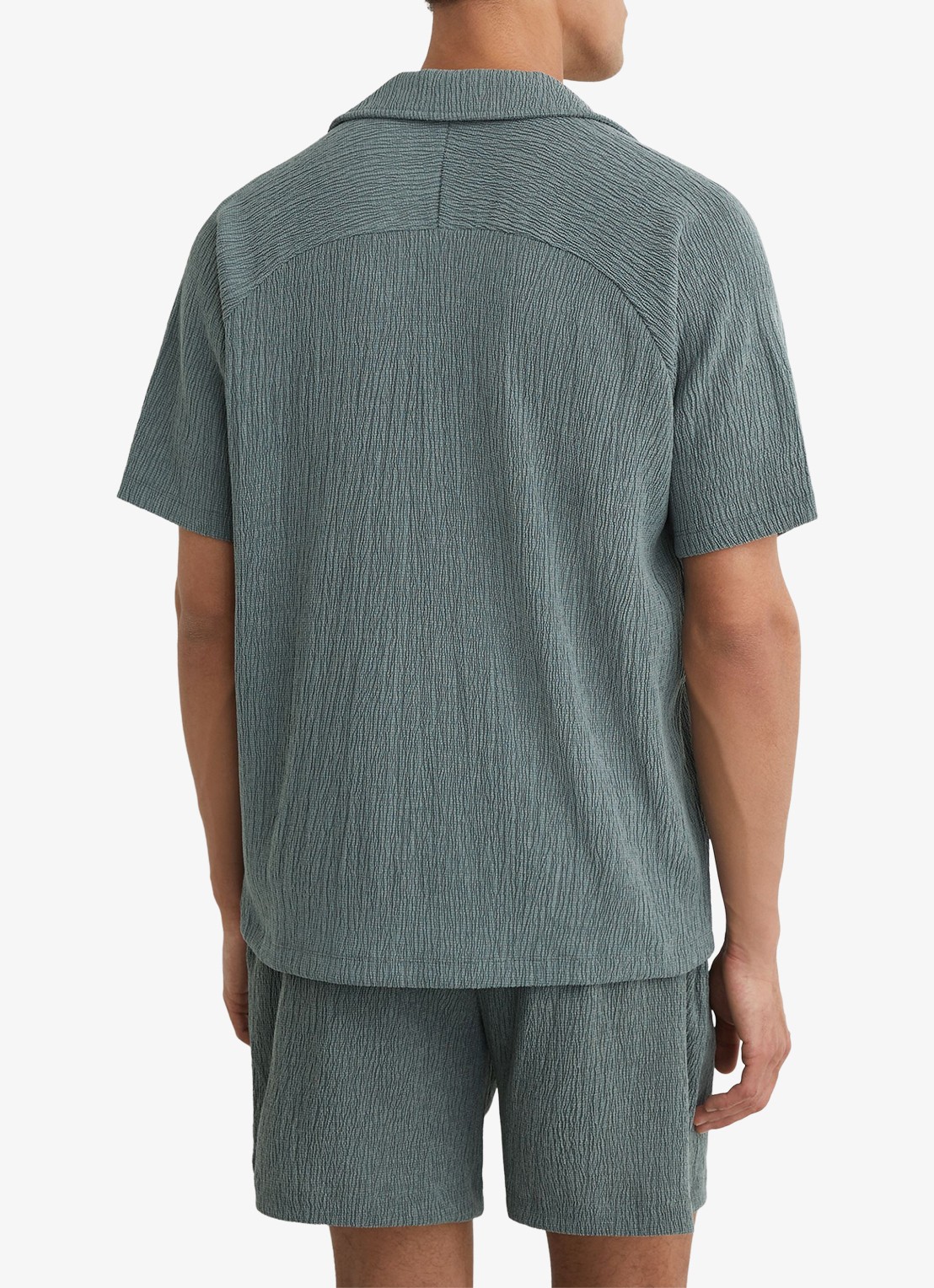 Reiss Knox regular fit overhemd met structuur - achterkant 6 dark sage / groen