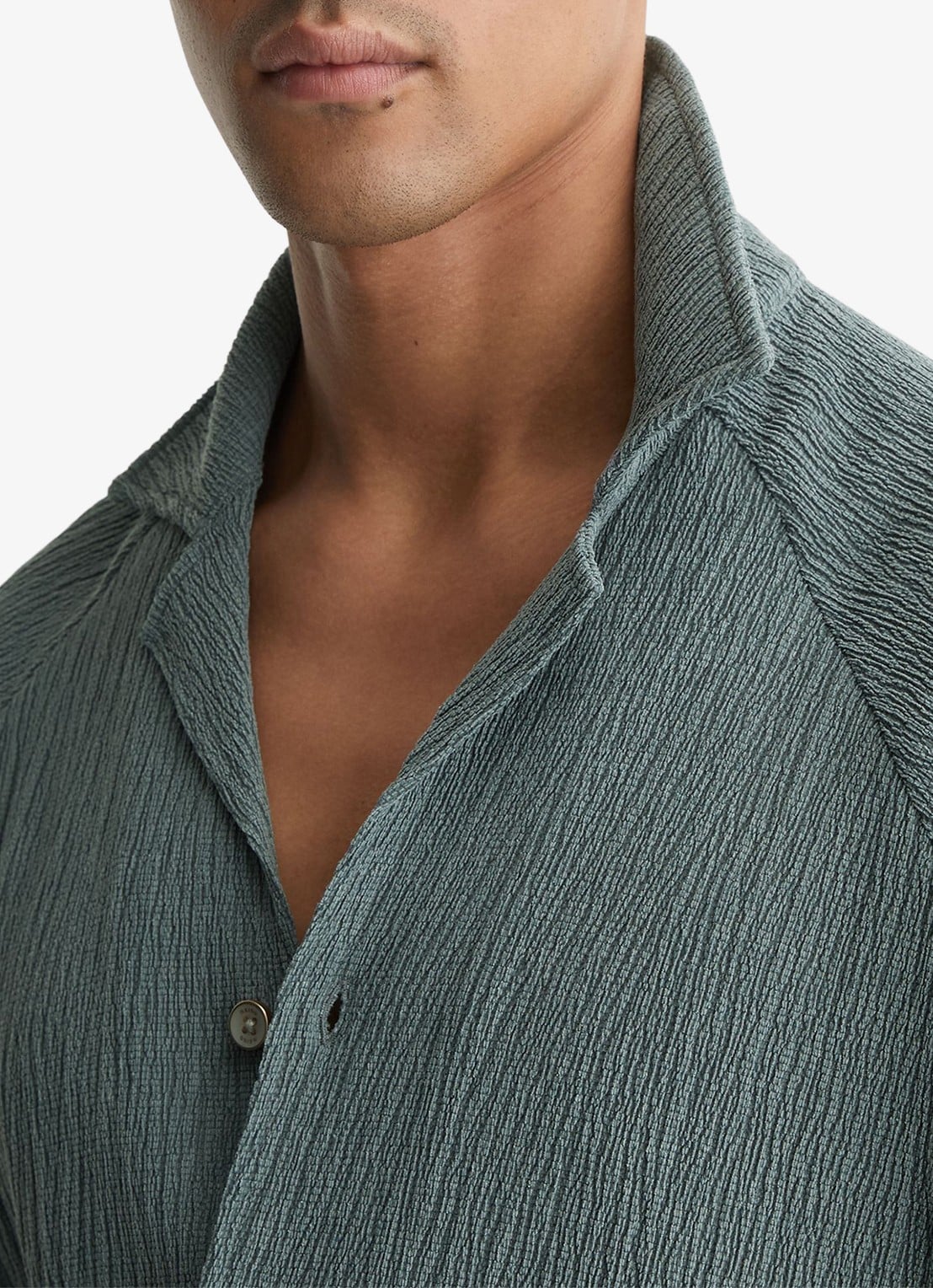 Reiss Knox regular fit overhemd met structuur - detail 2 dark sage / groen