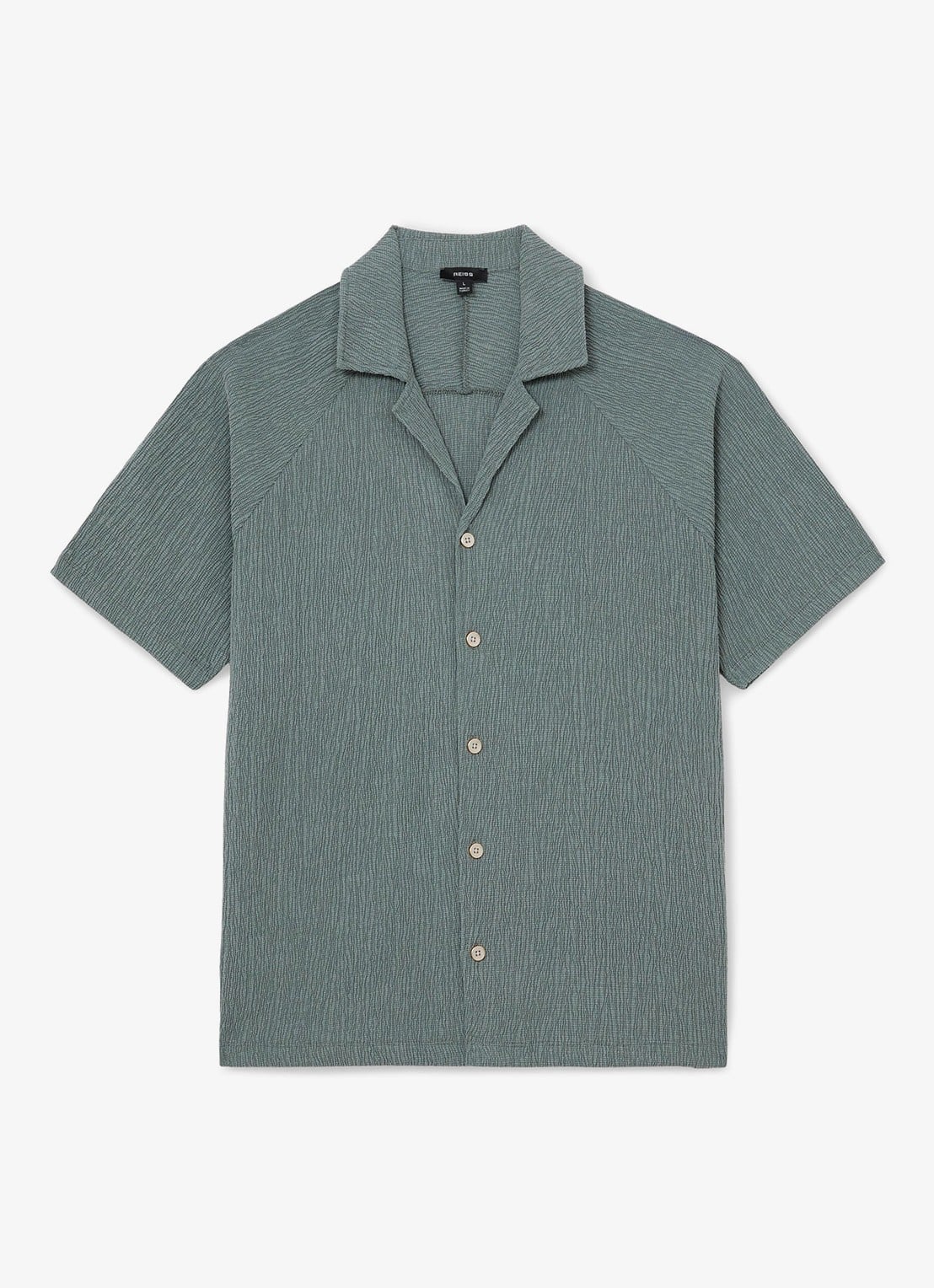 Reiss Knox regular fit overhemd met structuur - voorkant 4 dark sage / groen