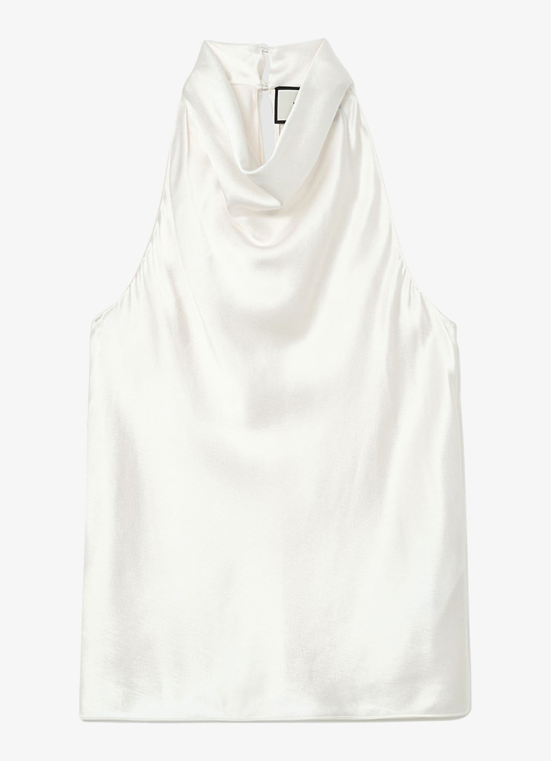 Reiss Kora mouwloze top van zijde met watervalhals - voorkant 3 ivory / beige