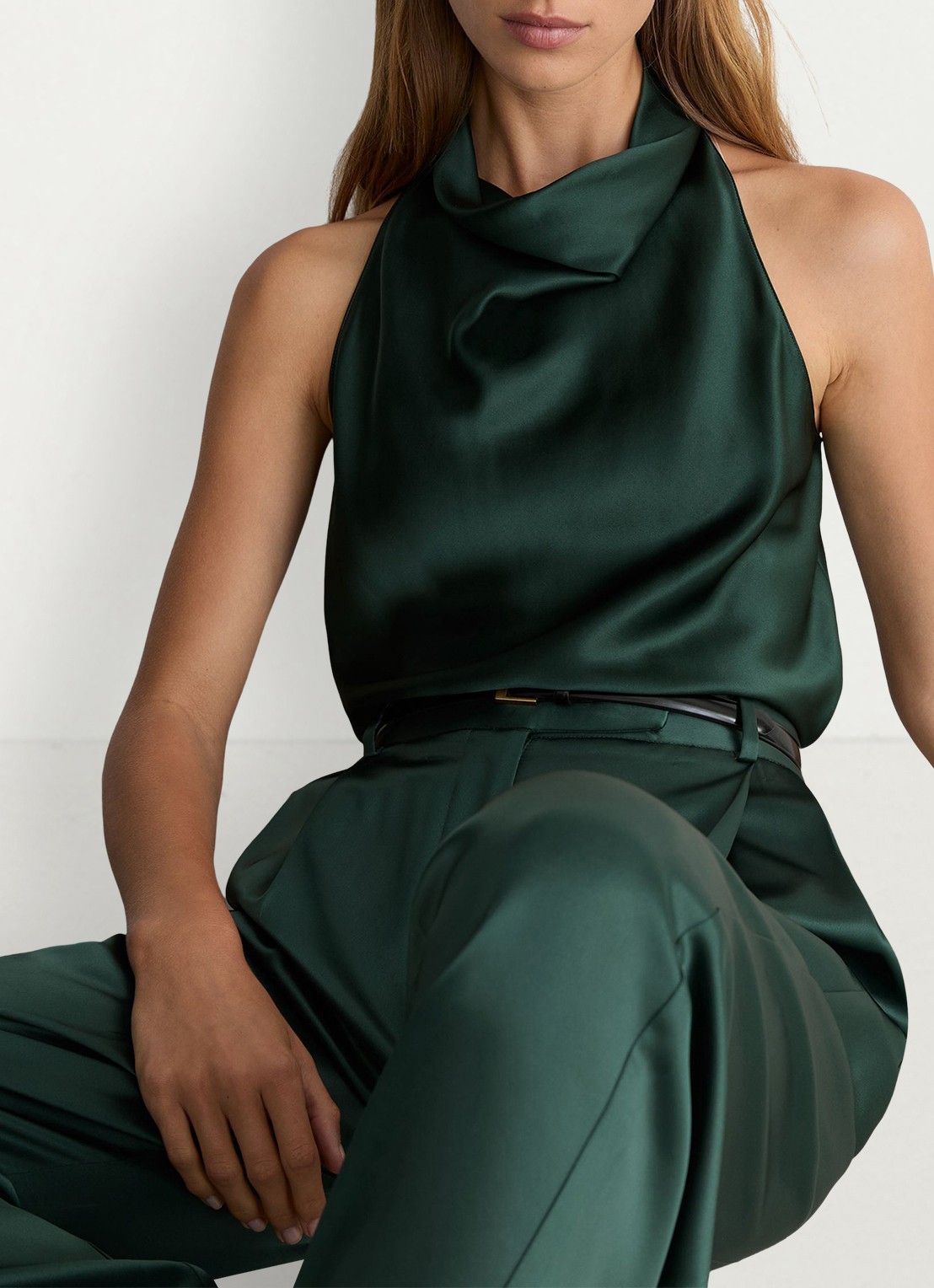 Reiss Kory top met watervalhals - detail 5 donkergroen