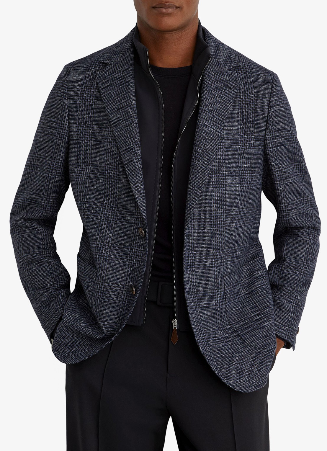 Reiss Kyle regular fit colbert met ruit dessin - detail navy / blauw