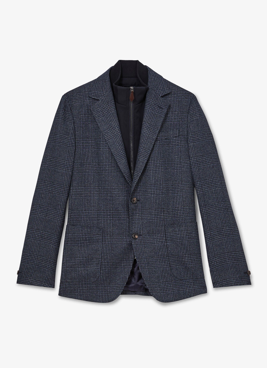 Reiss Kyle regular fit colbert met ruit dessin - voorkant 5 navy / blauw